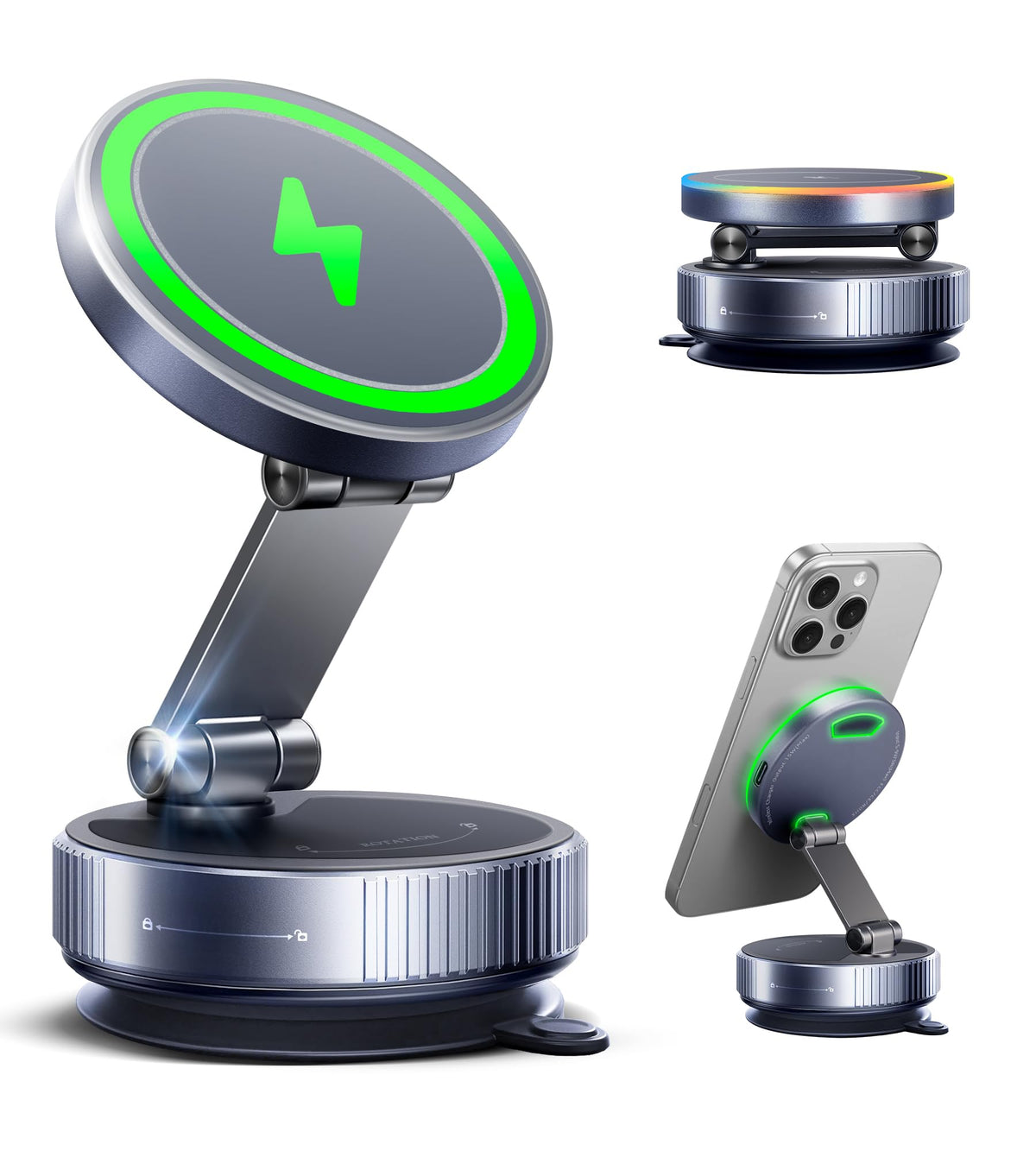 Avedio Links MagSafe car mount shows 15W fast charging capability for on the road