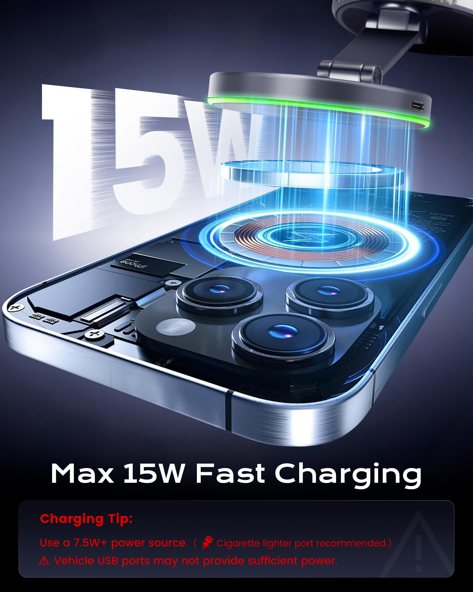 Avedio Links MagSafe car mount demonstrates a strong magnetic hold on a phone