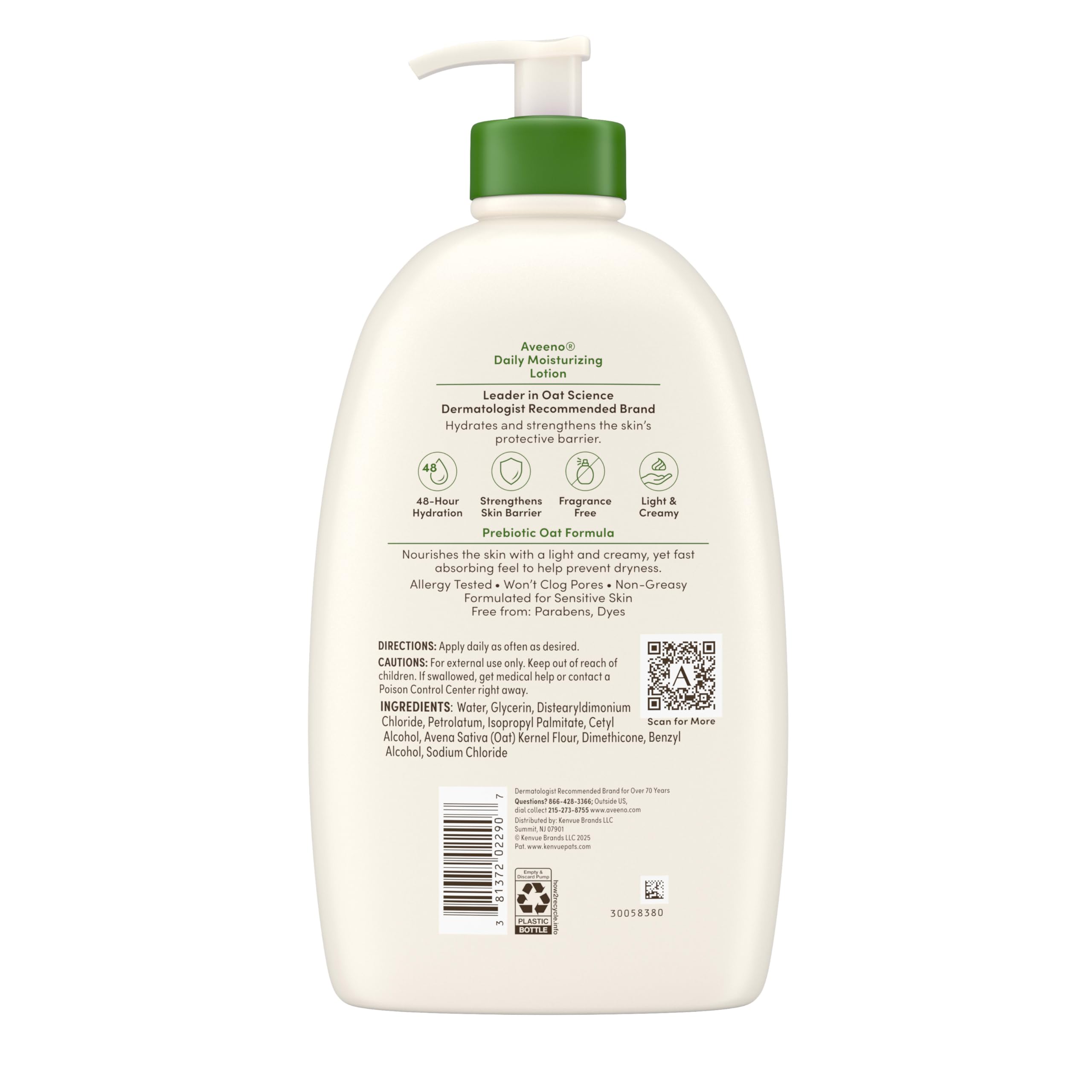 Aveeno allergy-tested logo reinforces dermatologist-trusted fragrance-free care
