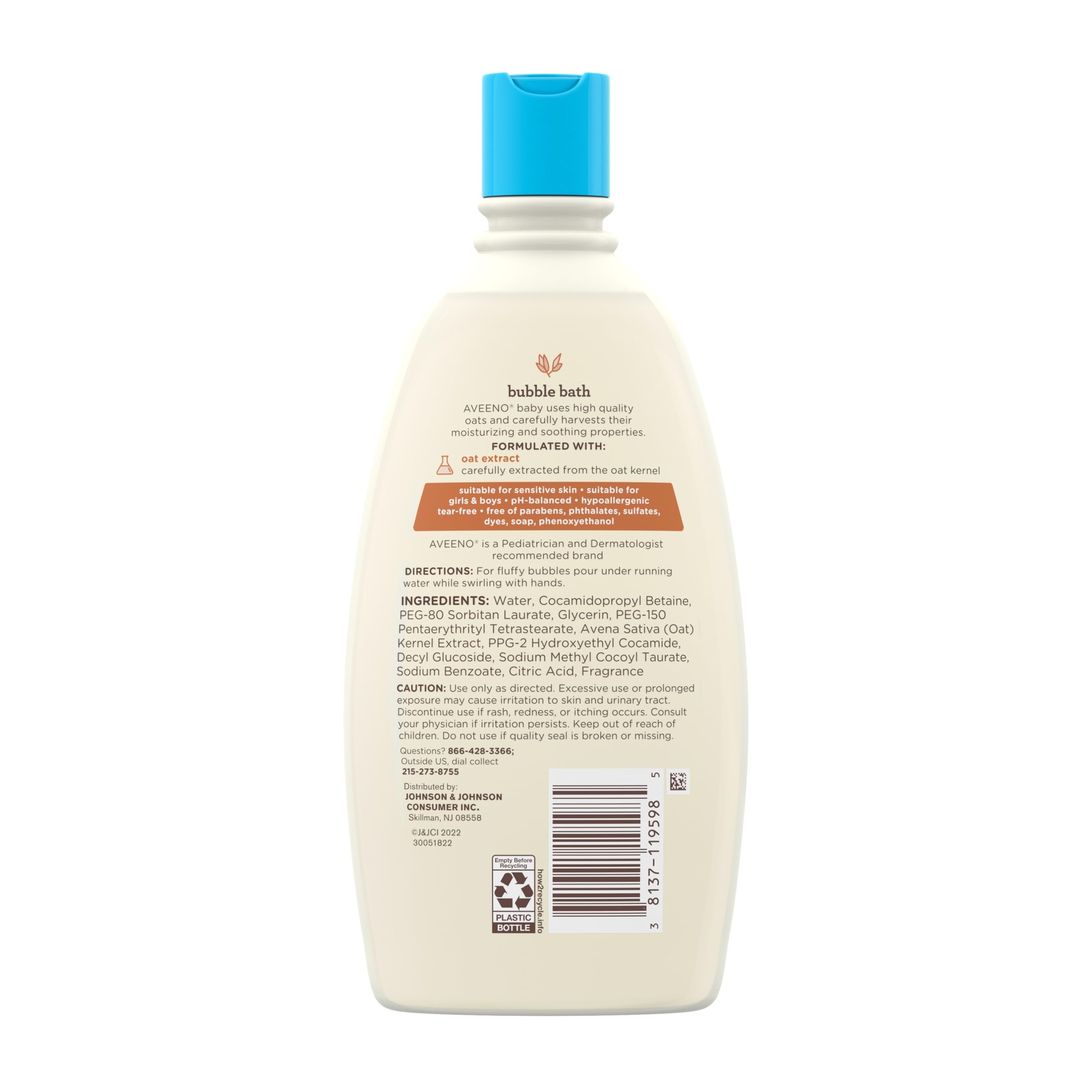 Aveeno Baby Bubble Bath supports a soothing bath routine with hydrating skin benefits.