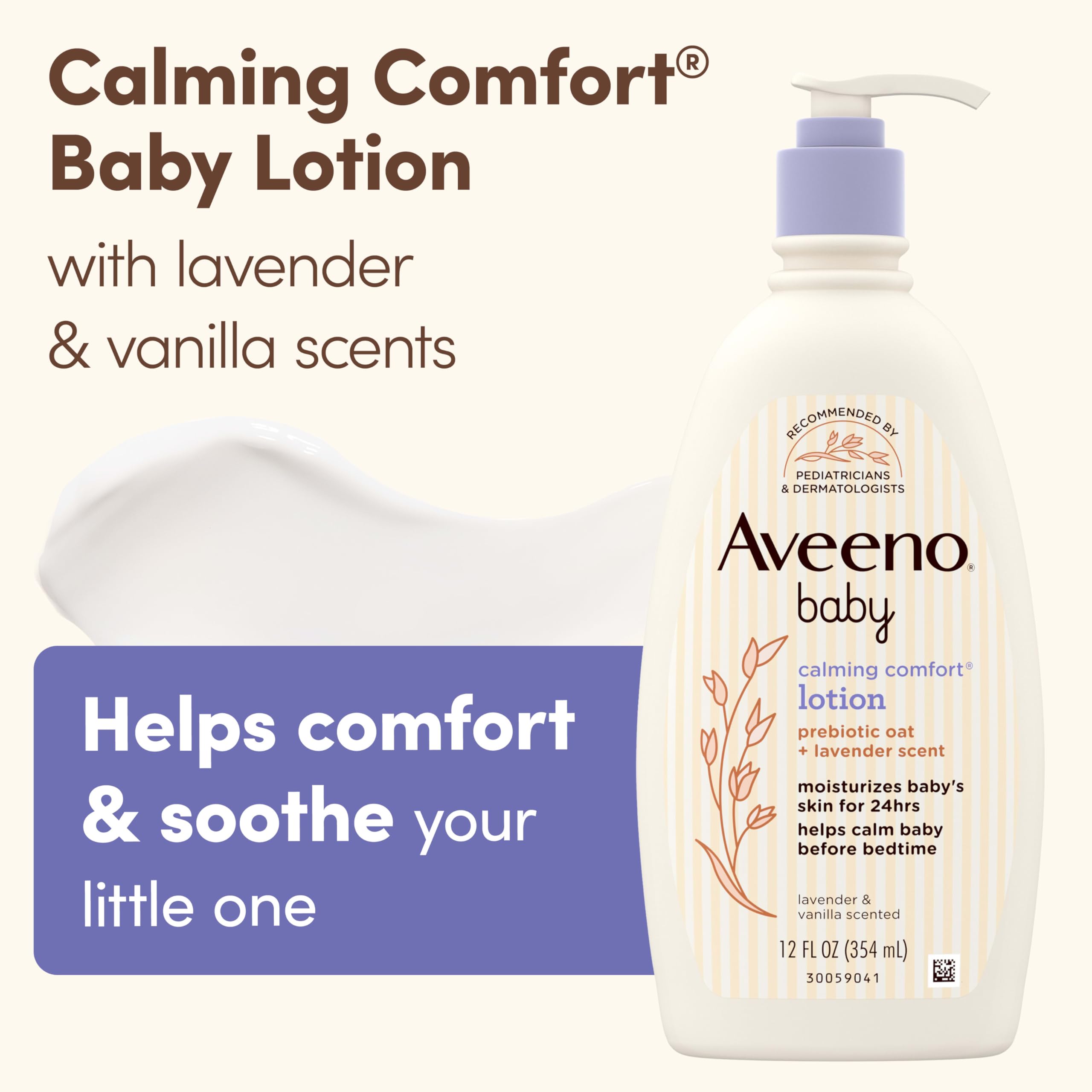 Non-greasy, fast-absorbing lotion being applied to baby's skin
