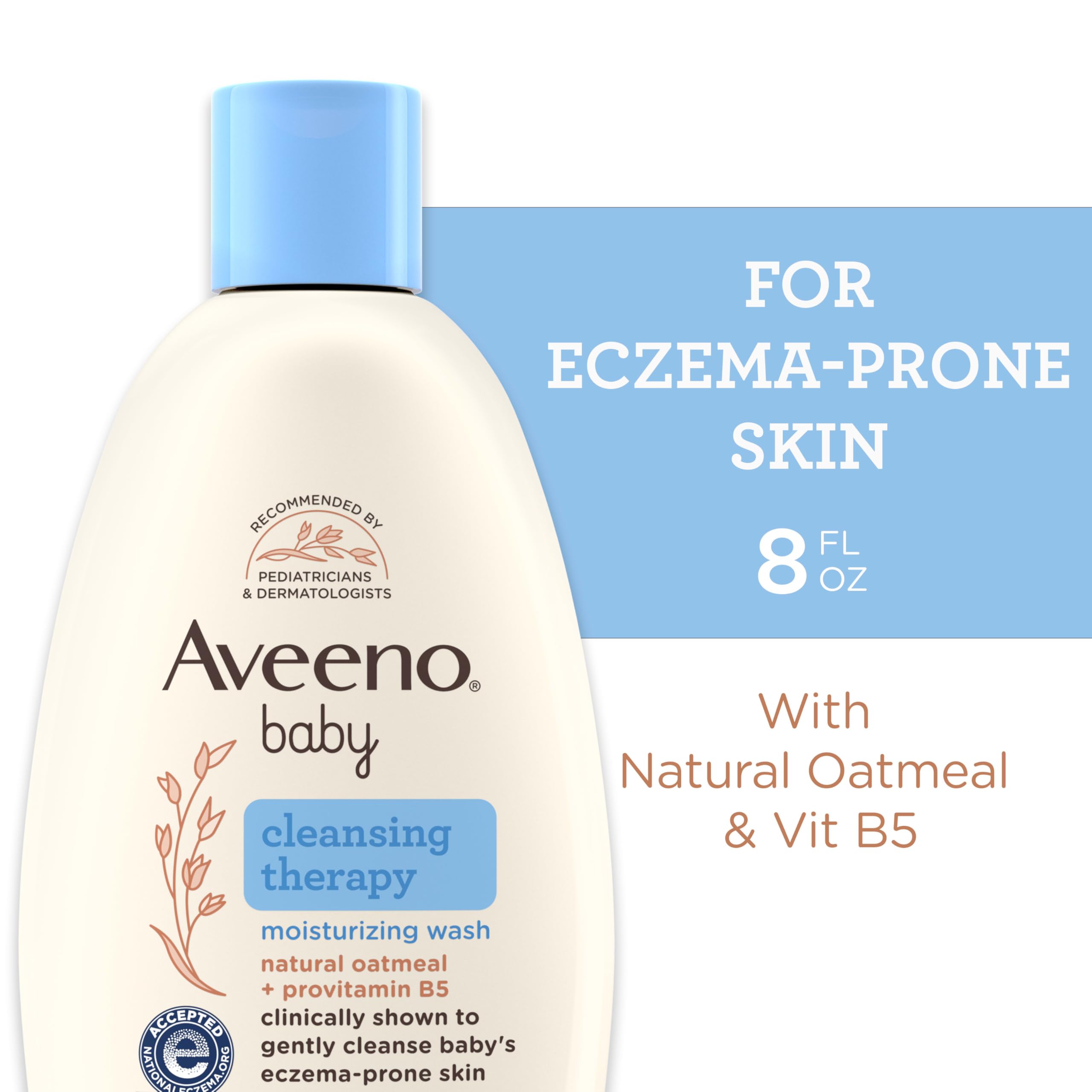 Aveeno Baby Cleansing Therapy lather on skin, showing a soothing bath moment.
