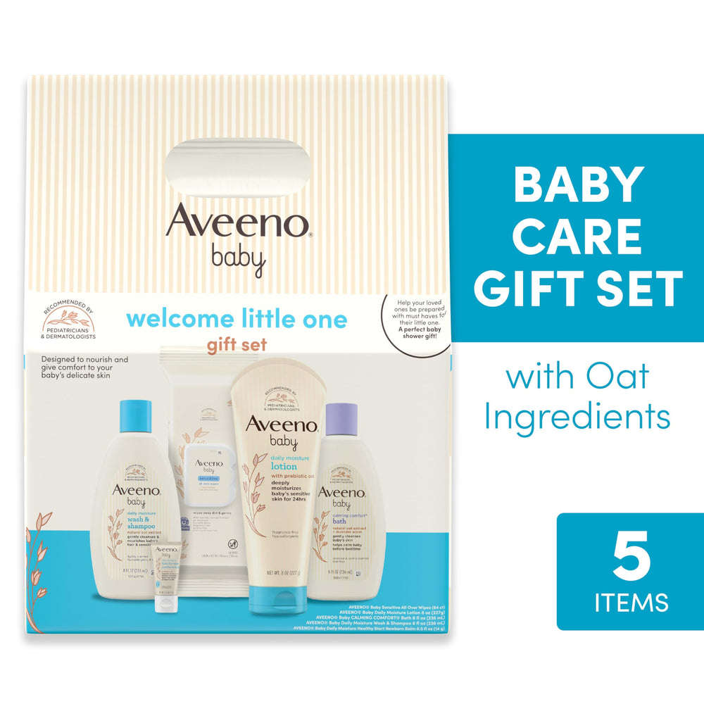 Aveeno Baby Daily Moisture Wash & Shampoo cleanses skin and hair gently.