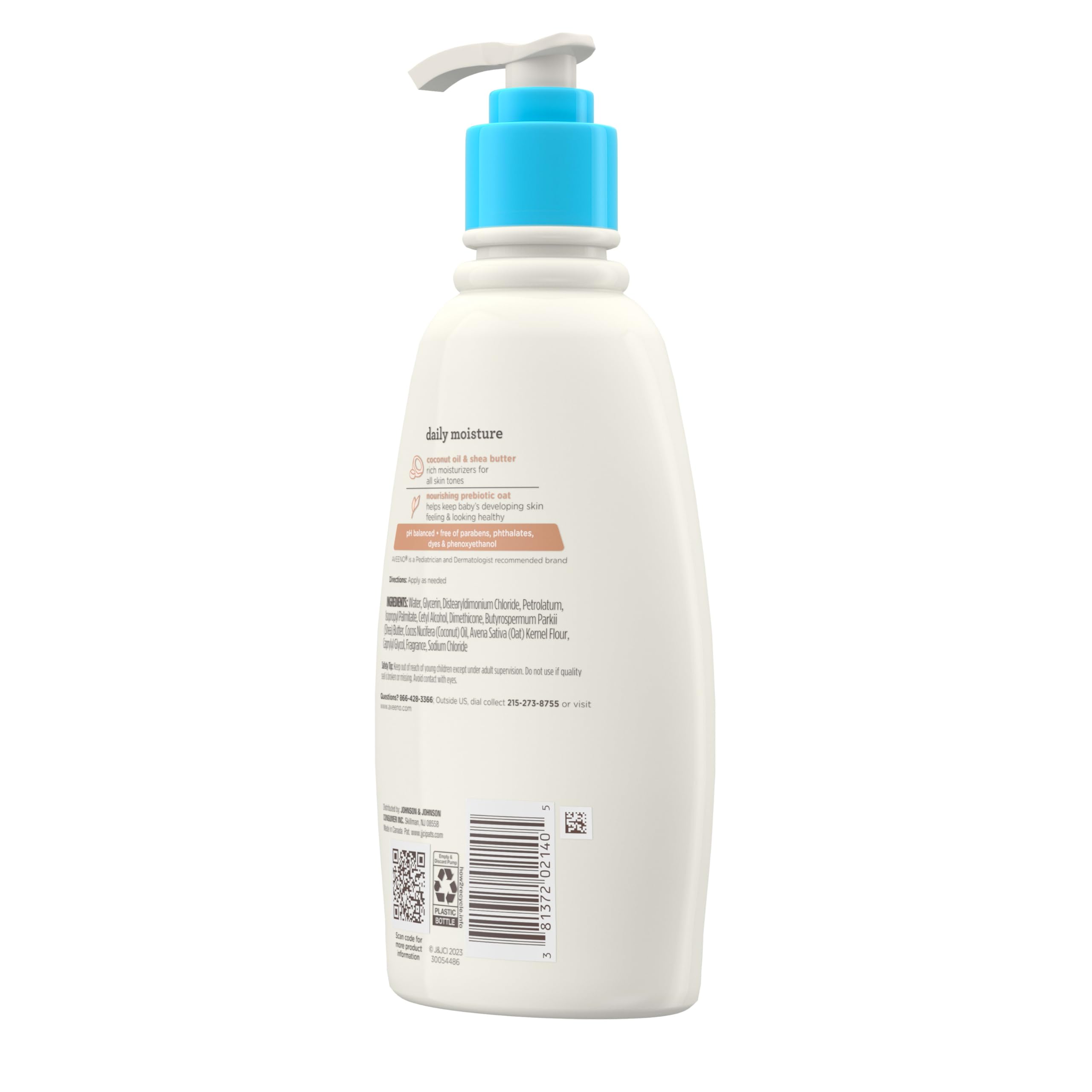 Aveeno Baby cream bottle highlighting hypoallergenic, paraben-free formula