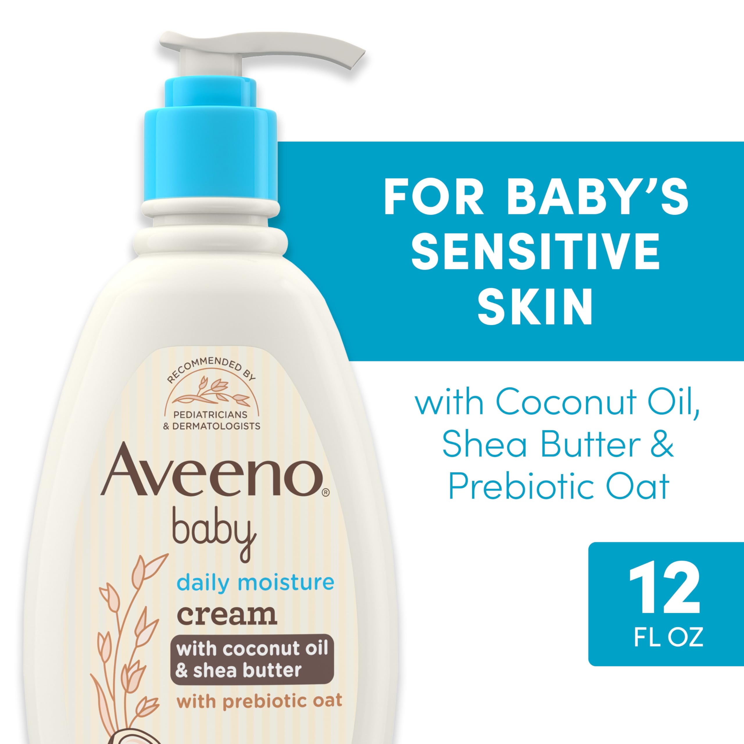 Aveeno Baby cream texture swatch on skin for 24-hour hydration