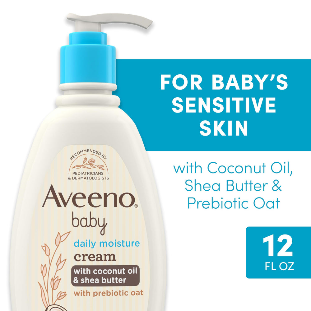 Aveeno Baby cream texture swatch on skin for 24-hour hydration