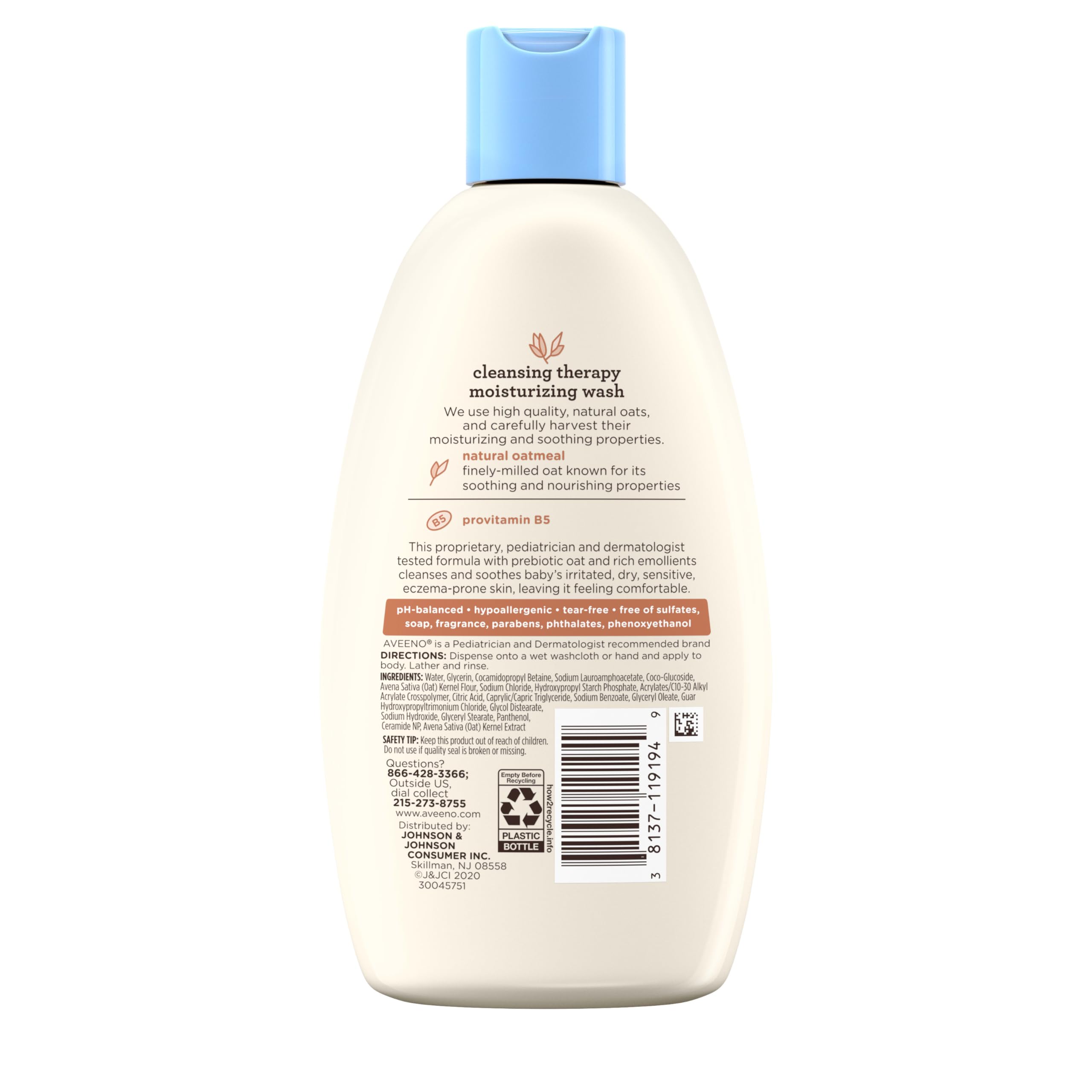 Aveeno Baby eczema-prone skin routine image, showing a gentle daily cleansing moment.