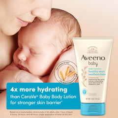 Aveeno Baby balm features fragrance-free, hypoallergenic protection for sensitive skin