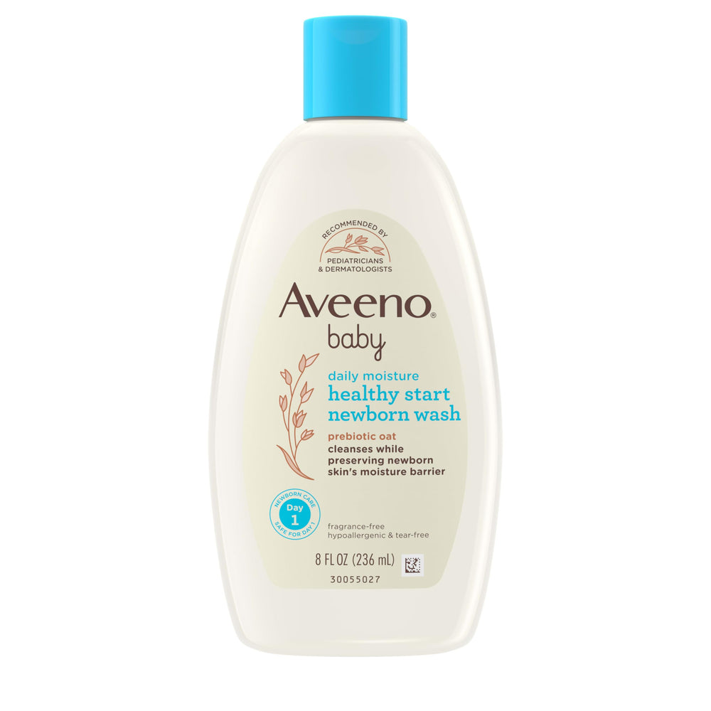 Aveeno Baby Healthy Start Newborn Wash bottle offers gentle cleansing for delicate newborn skin.