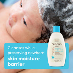 Aveeno Baby Healthy Start Newborn Wash creamy-lather demonstrates easy foaming during bath time.