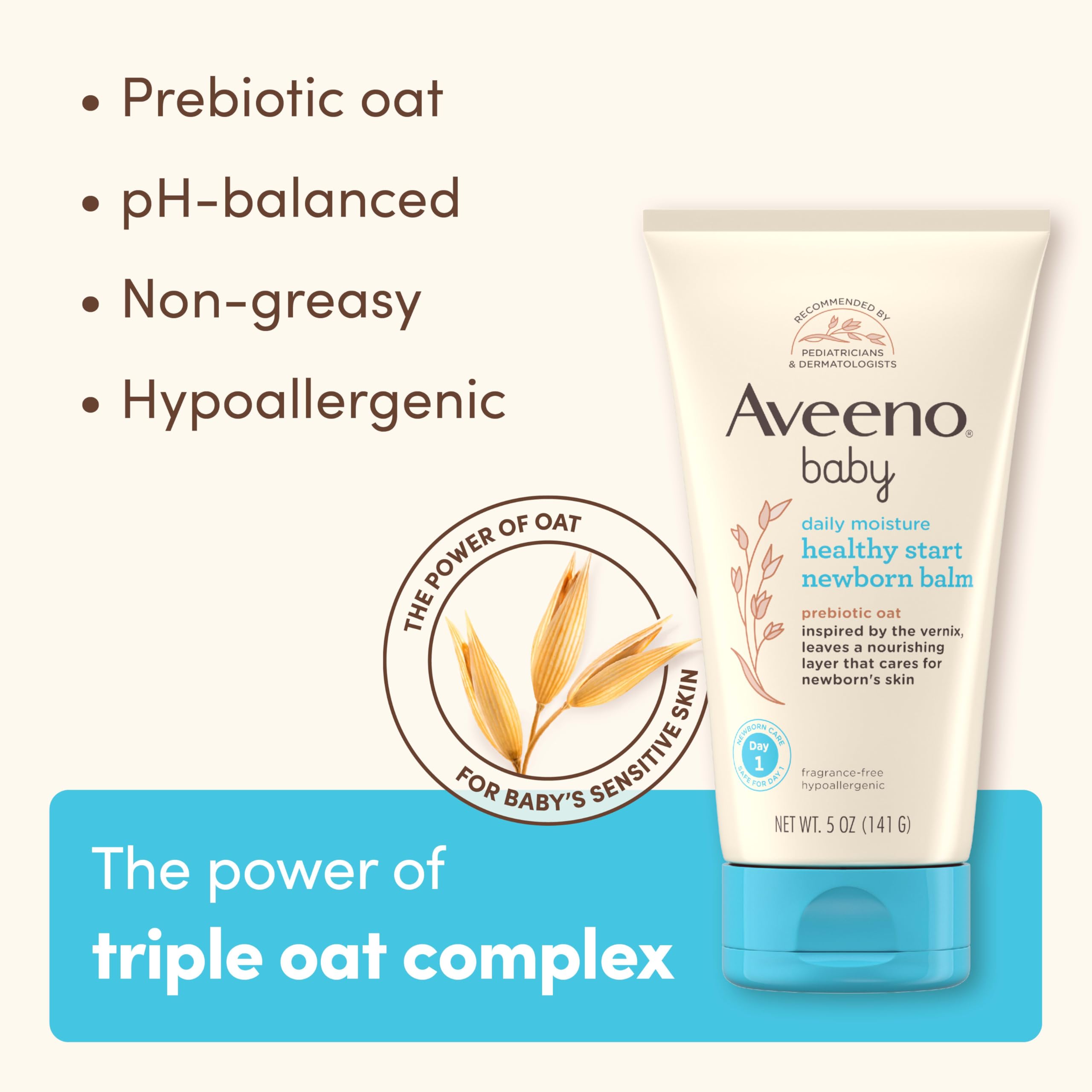 Aveeno Baby balm providing hydration to support a healthy skin barrier