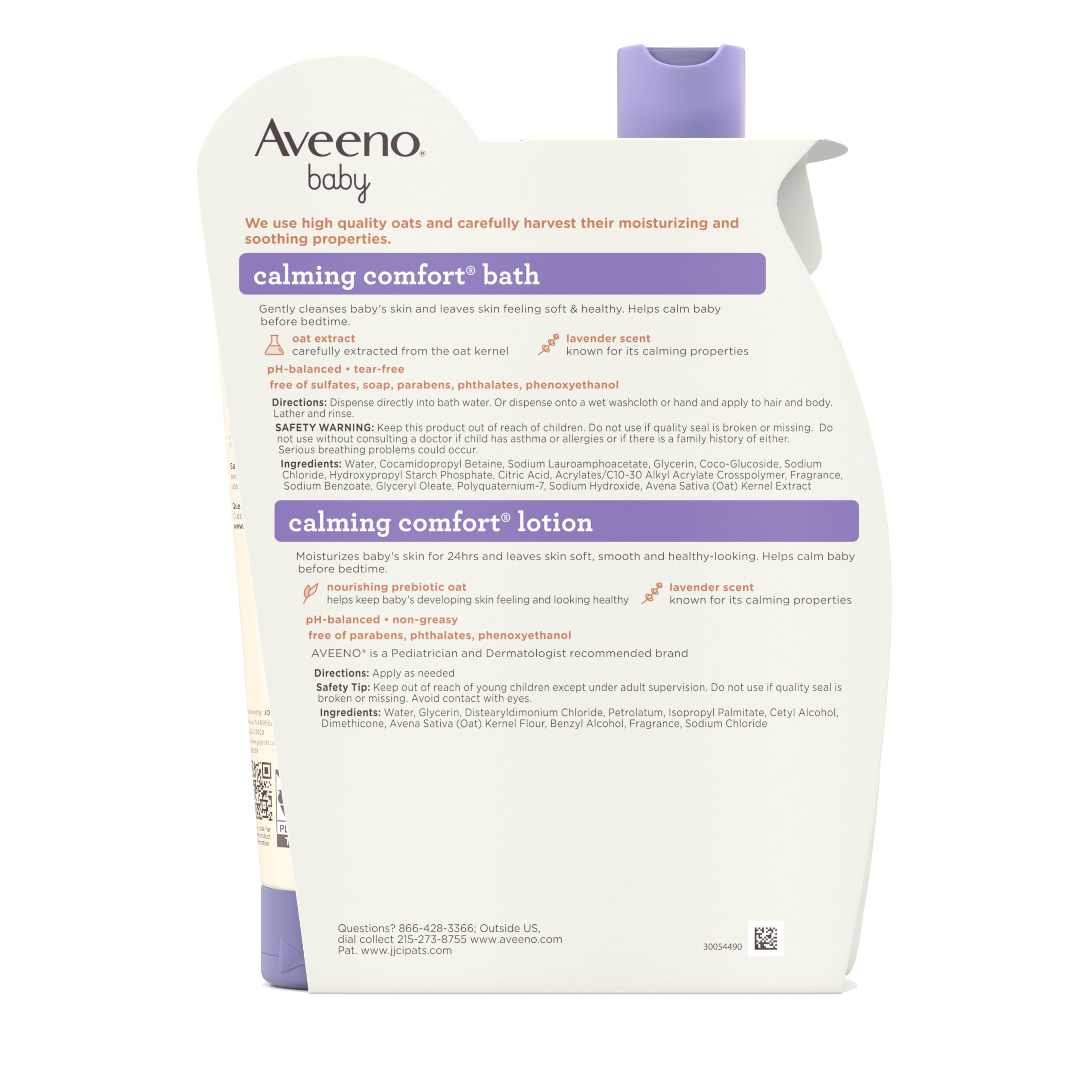 Aveeno Baby Nighttime Set packaging communicates a two-step calming routine.