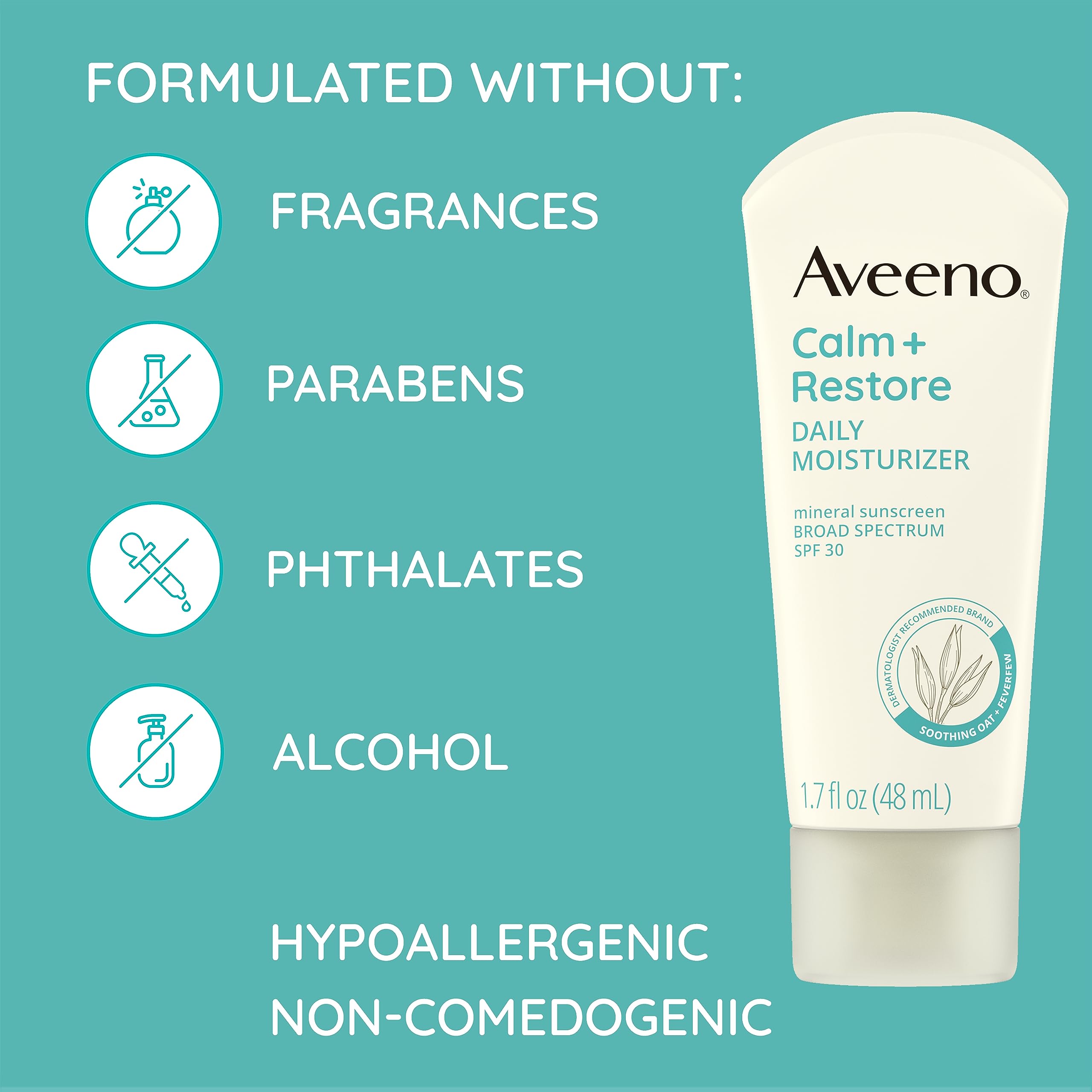 Aveeno Calm + Restore packaging made with 40% post-consumer recycled plastic.