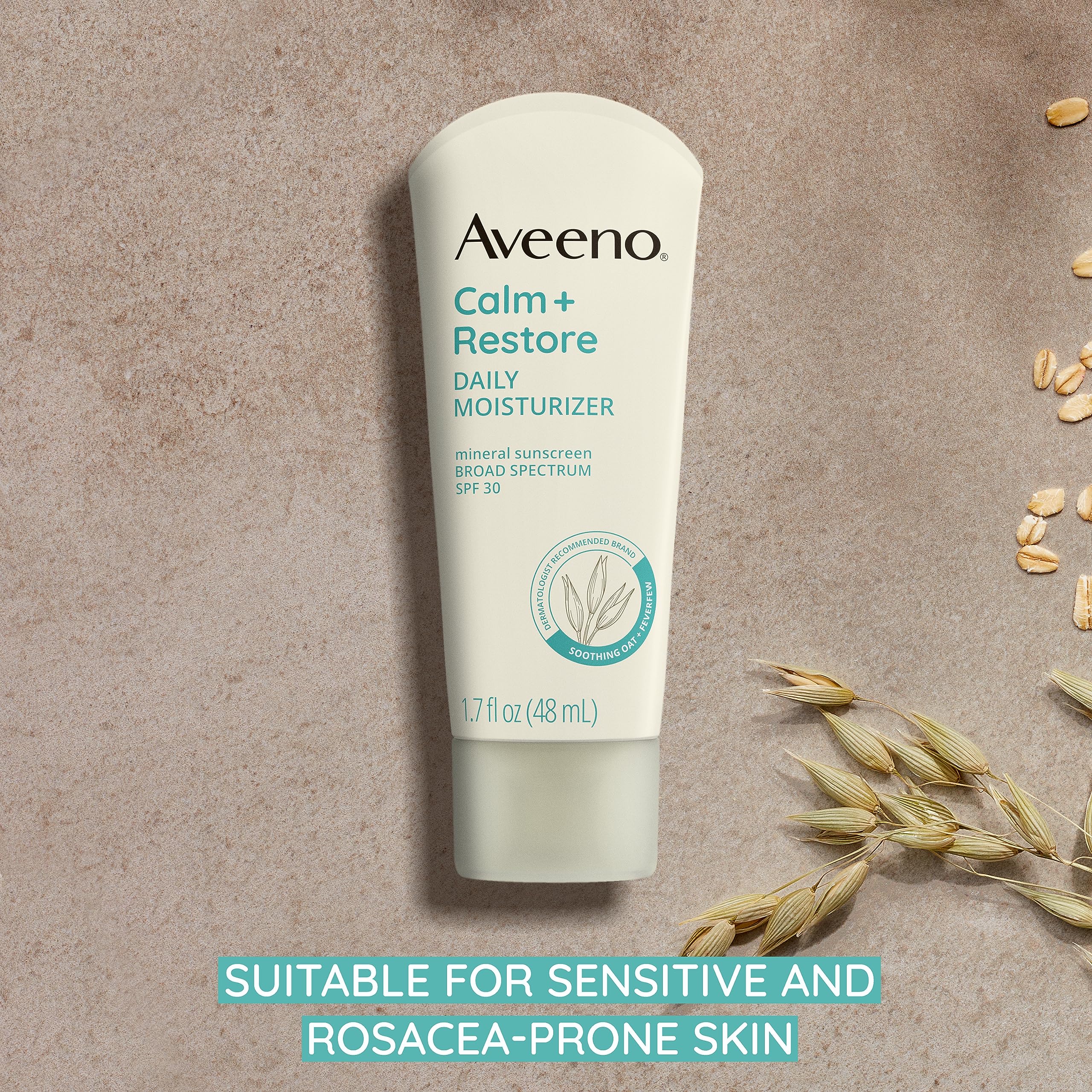 Aveeno Calm + Restore fragrance-free label emphasizes hypoallergenic formula.