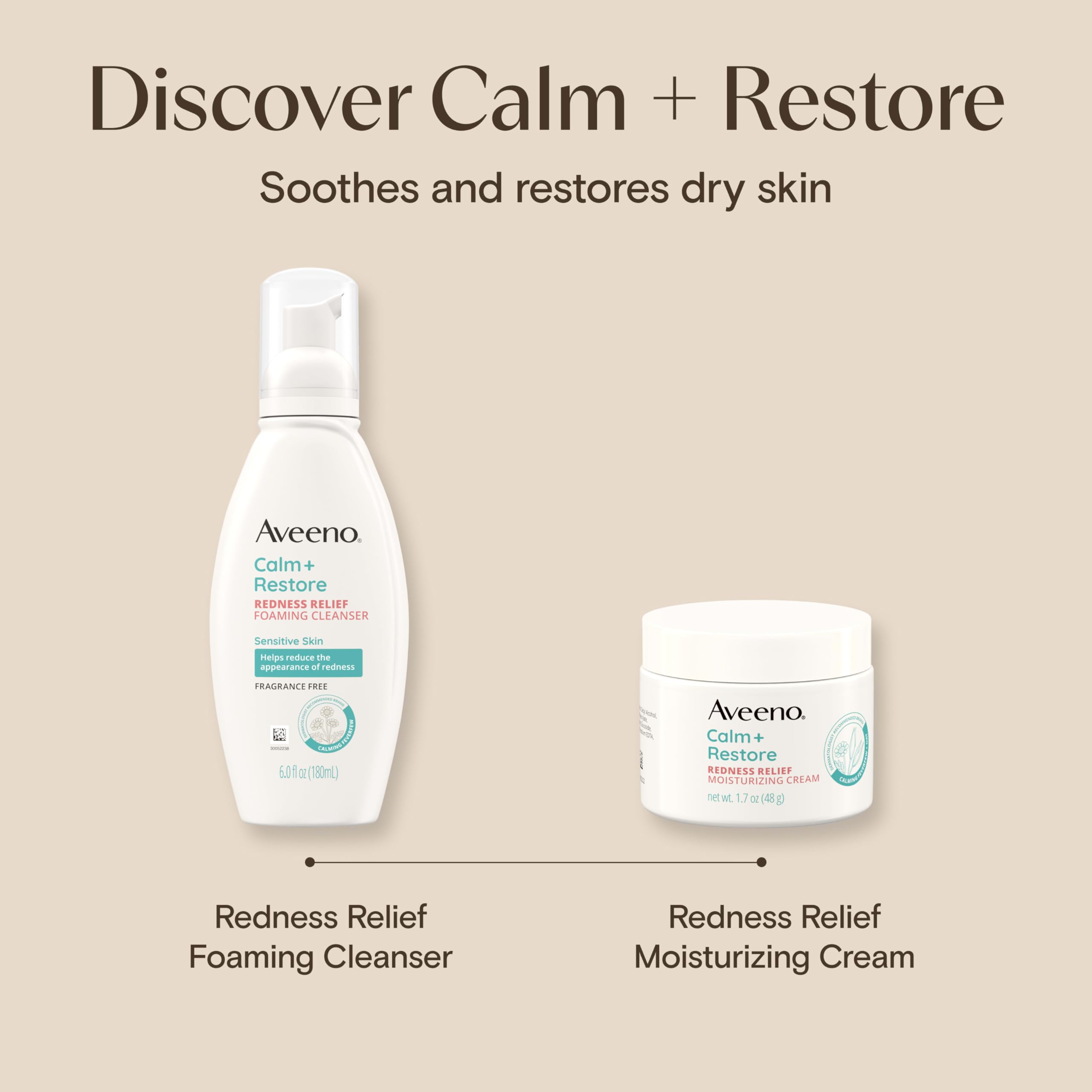 Aveeno Calm + Restore 1.7 oz jar as daily skincare staple