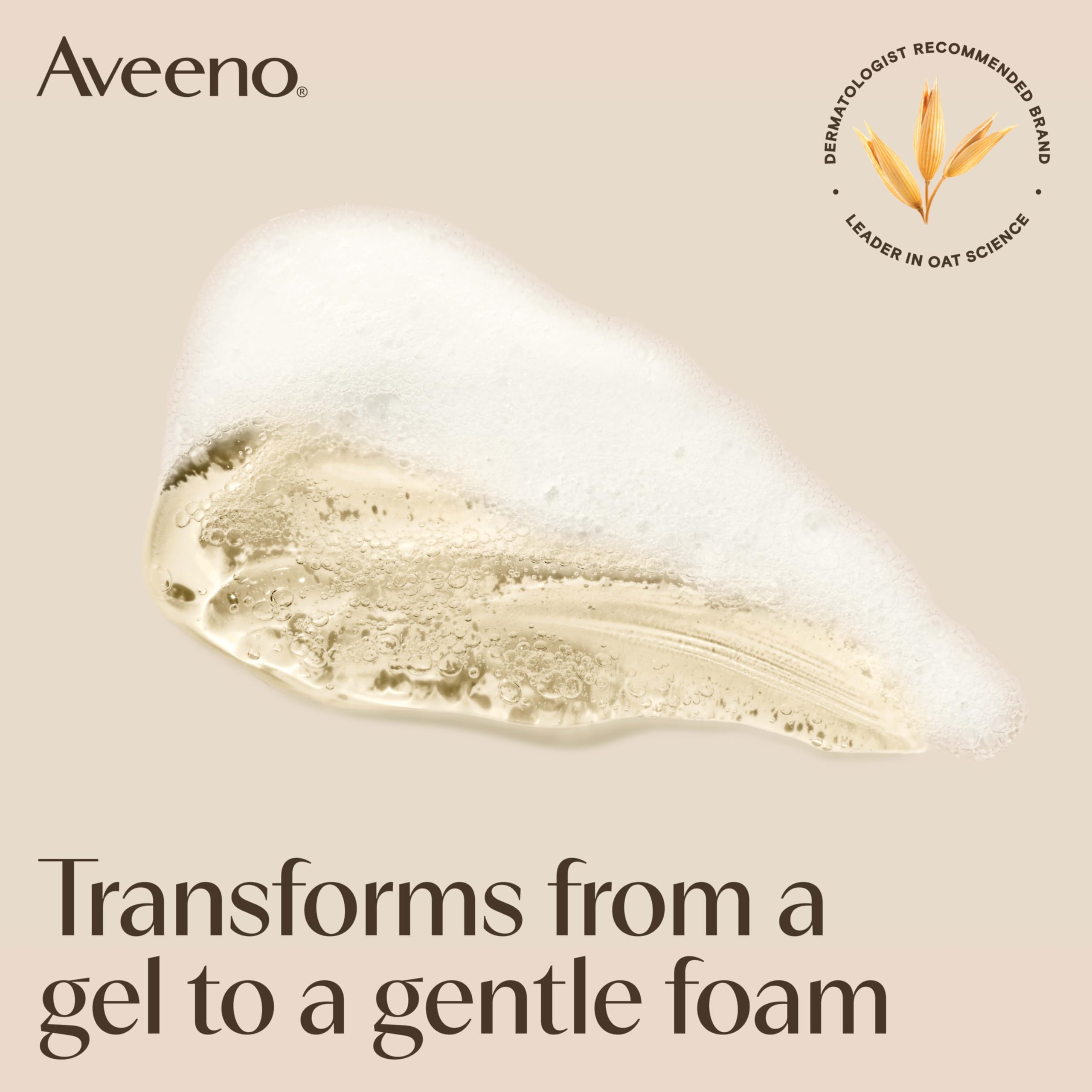 Aveeno cleanser being rinsed under water demonstrates easy makeup removal.