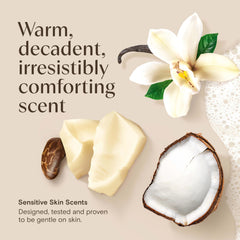 Aveeno cocoa butter vanilla scent close-up; soothing shower fragrance.
