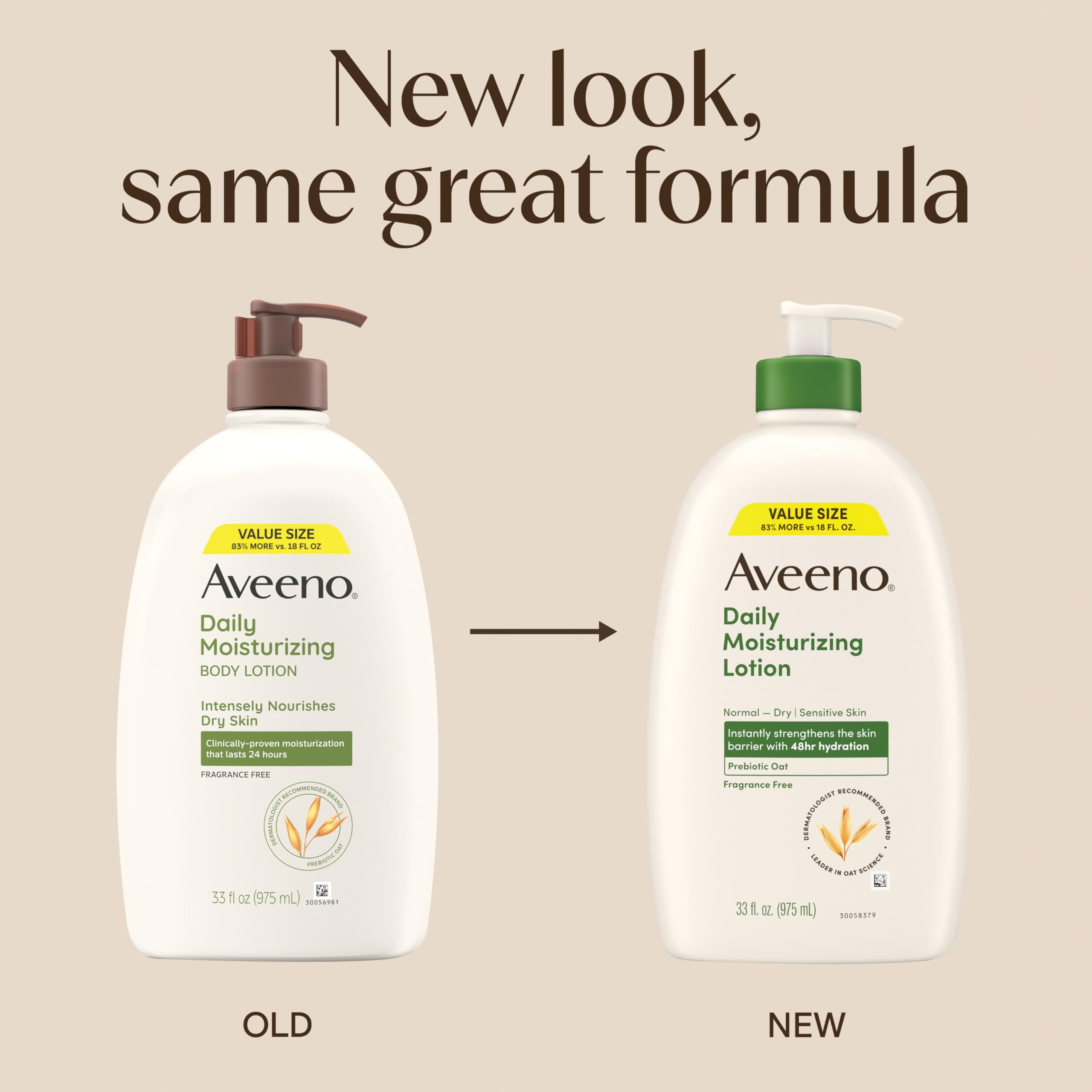 Aveeno daily moisturizing fragrance-free lotion pour 33oz for easy application