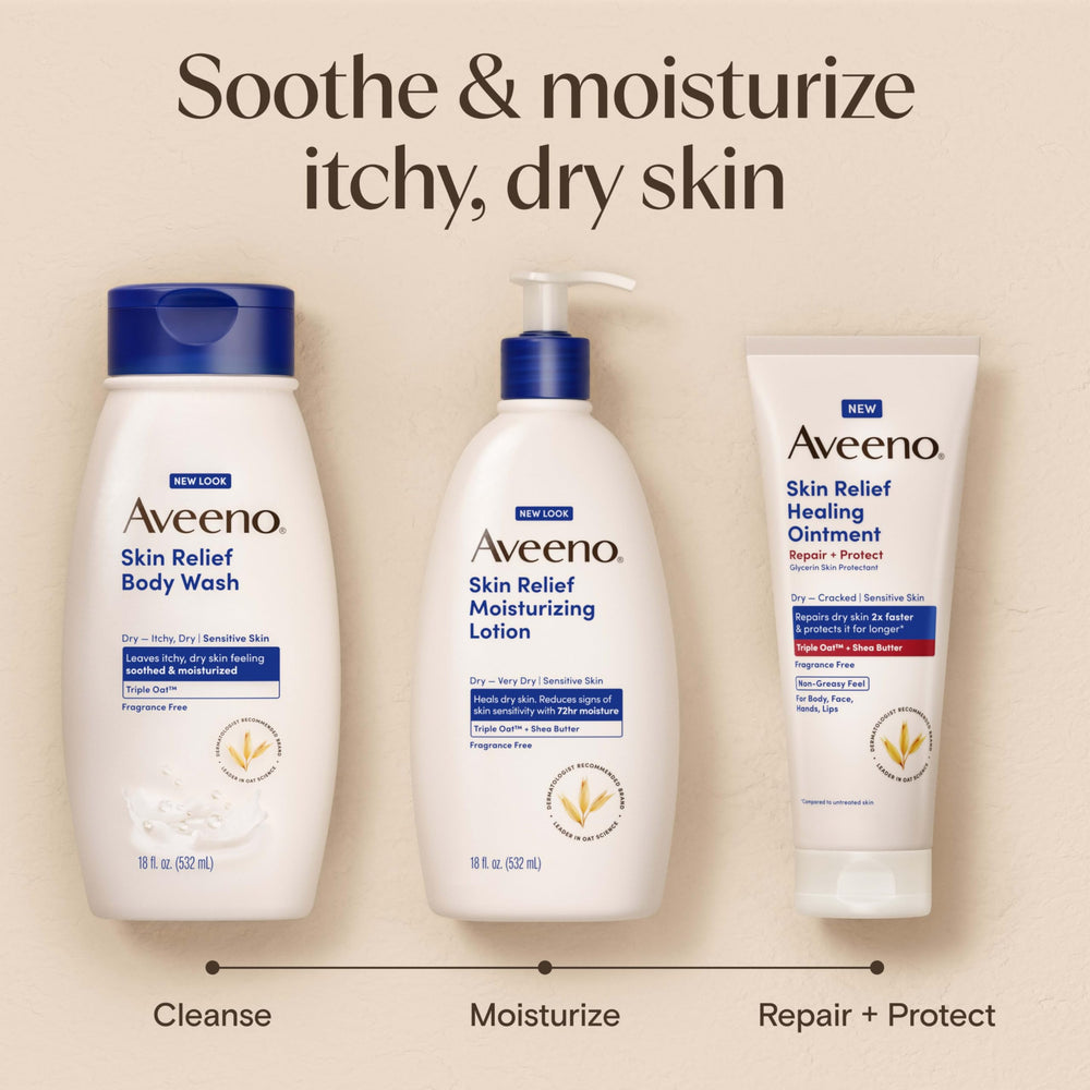 Dermatologist-recommended Aveeno with oat science.