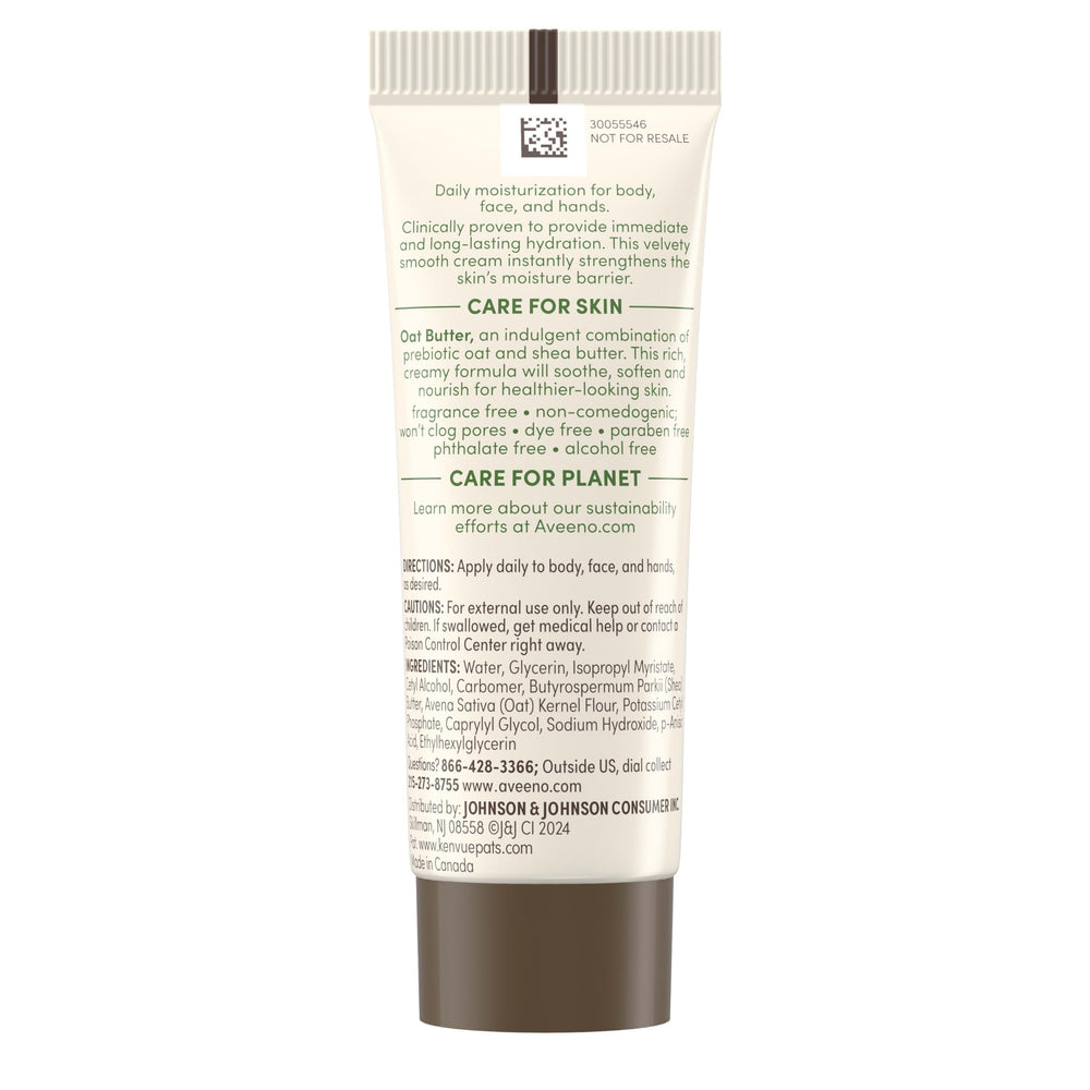 Aveeno fragrance-free formula label emphasizes gentle care for sensitive routines.