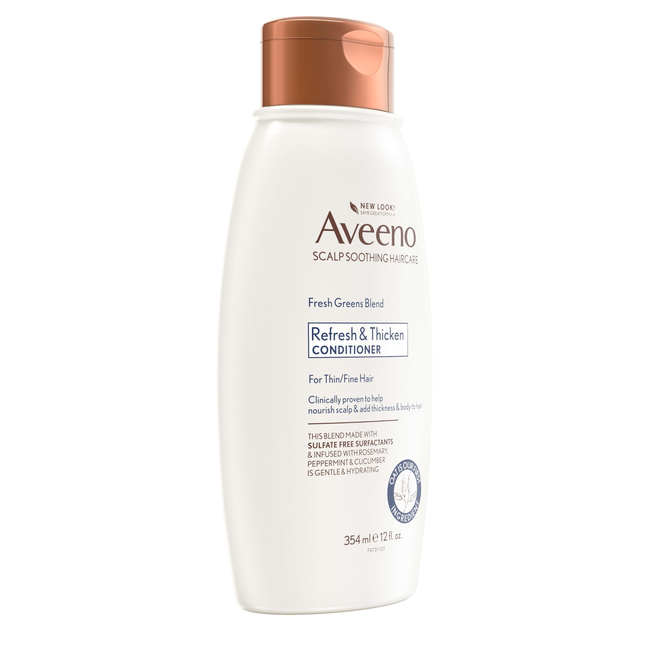 Aveeno hair volume close-up illustrating lifted strands and fullness.