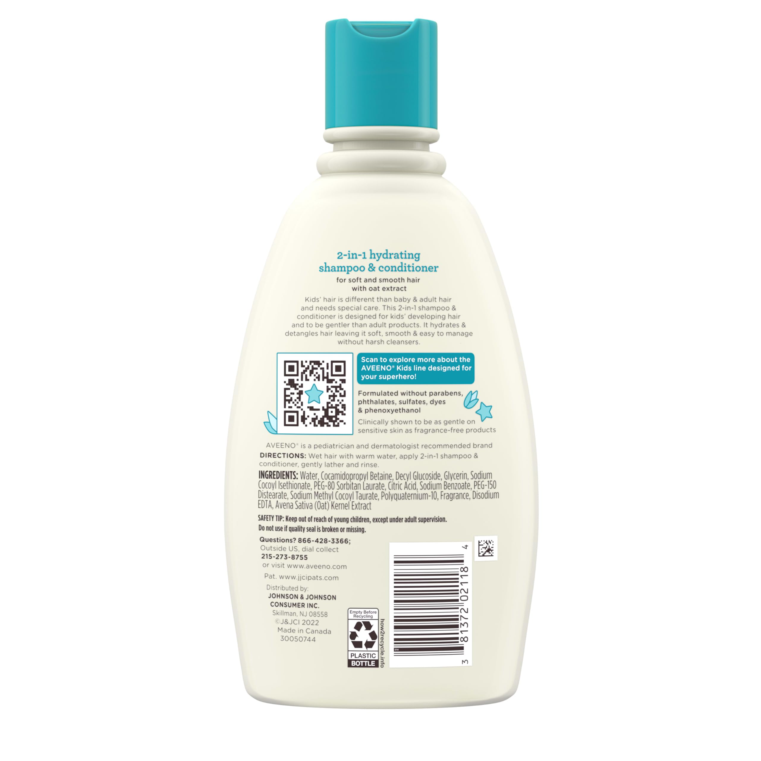Aveeno Kids 2-in-1 triple-pack packaging image.