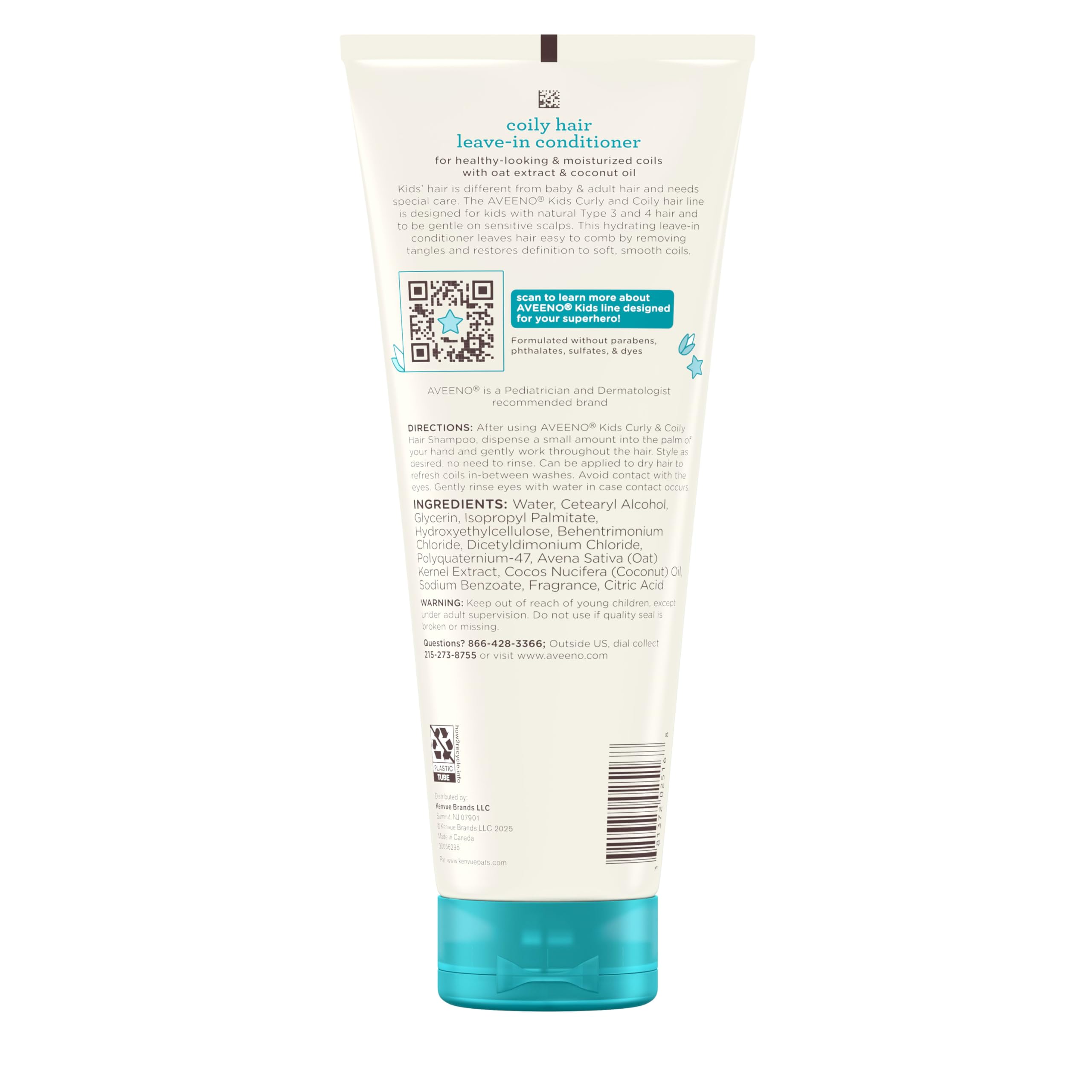 Aveeno Kids Coily Leave-In Conditioner refresh between washes keeps curls looking tidy.