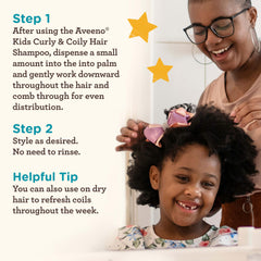 Aveeno Kids Coily Leave-In Conditioner moisturized coils look soft and defined.