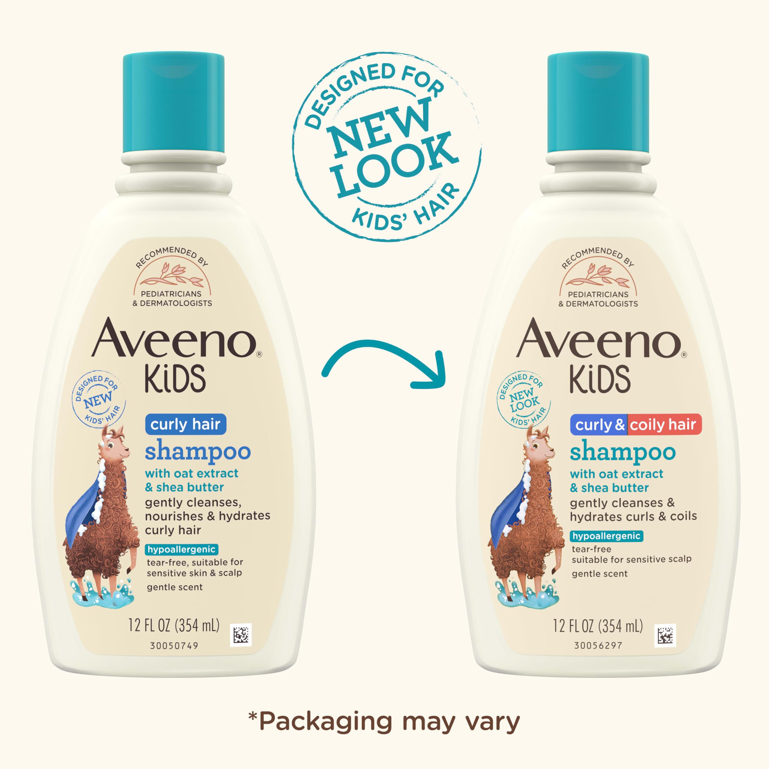 Aveeno Kids Curly and Coily Shampoo pour action demonstrates easy lather