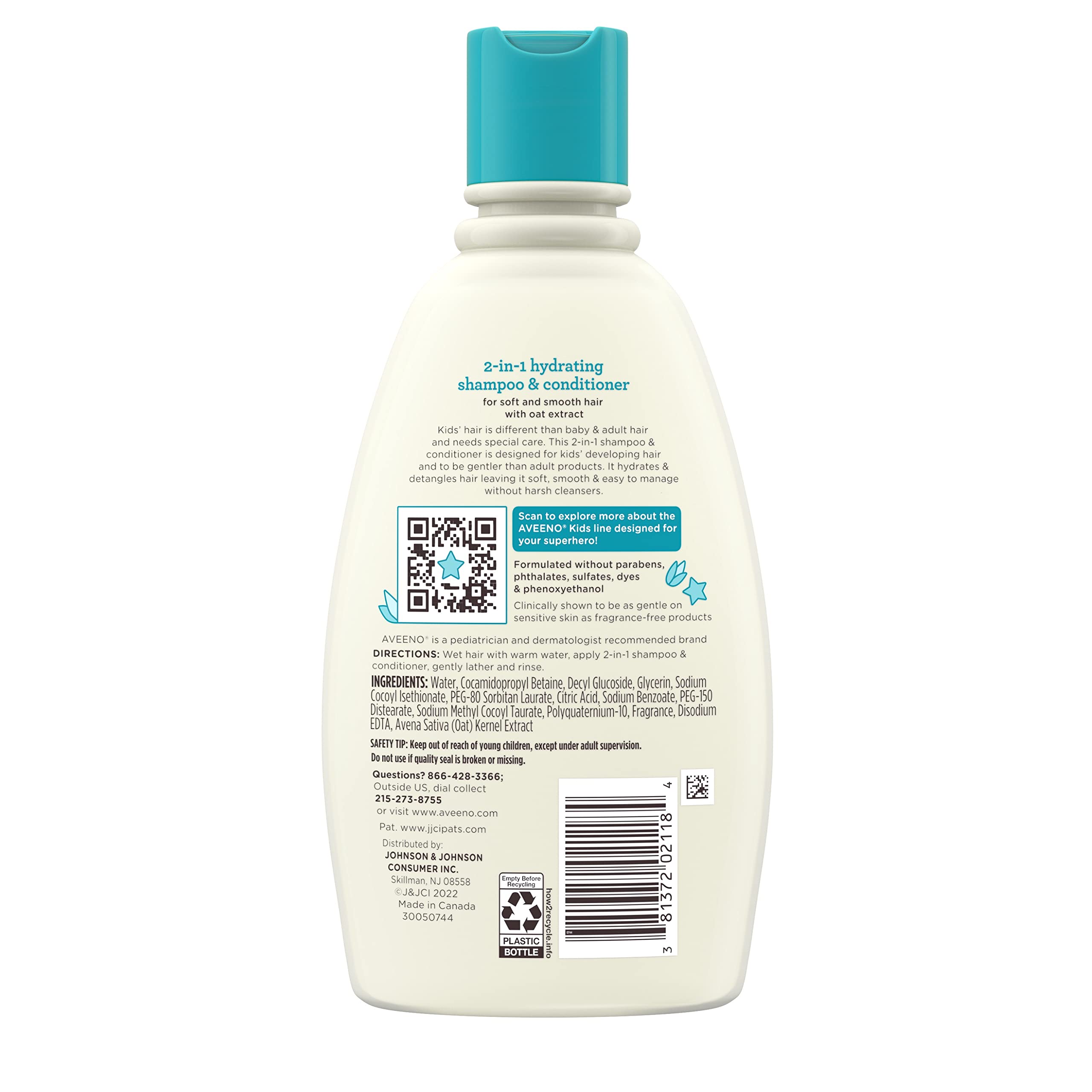 Aveeno Kids daily haircare routine promotes manageable hair.