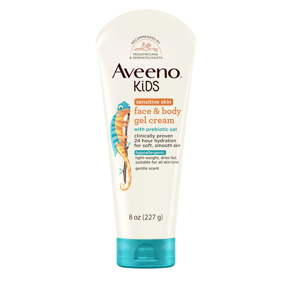 Aveeno Baby Kids Sensitive Skin Gel Cream bottle 8oz delivering gentle hydration.