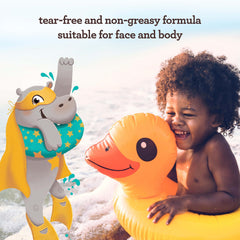 Aveeno Kids sunscreen lotion is sweat and water resistant for outdoor activities