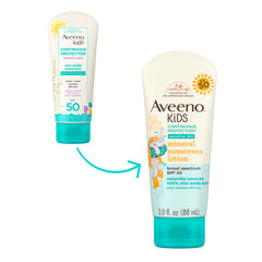 Aveeno Kids tear-free sunscreen lotion makes application gentle on children's eyes