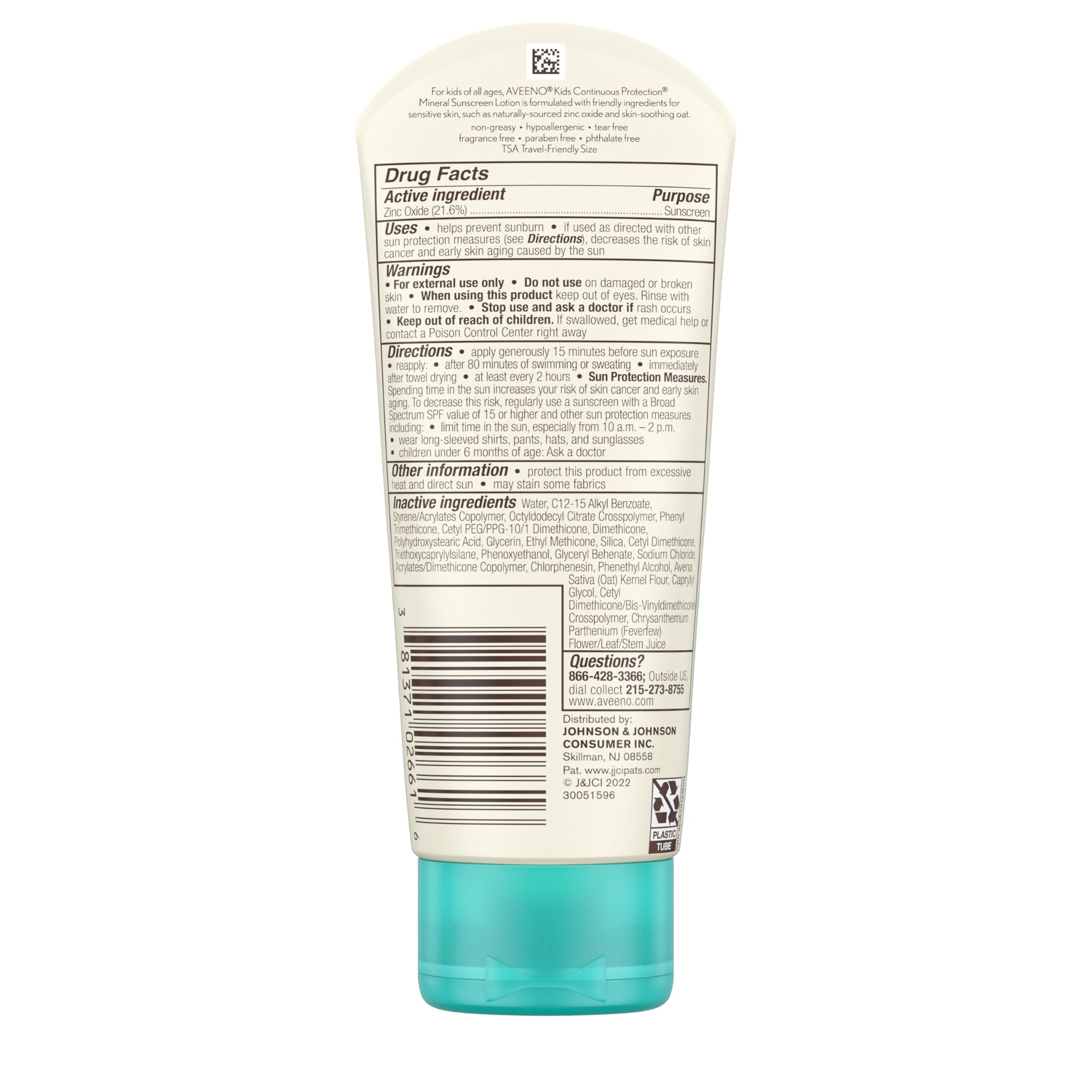 Aveeno Kids travel-size 3 oz bottle, ideal for trips