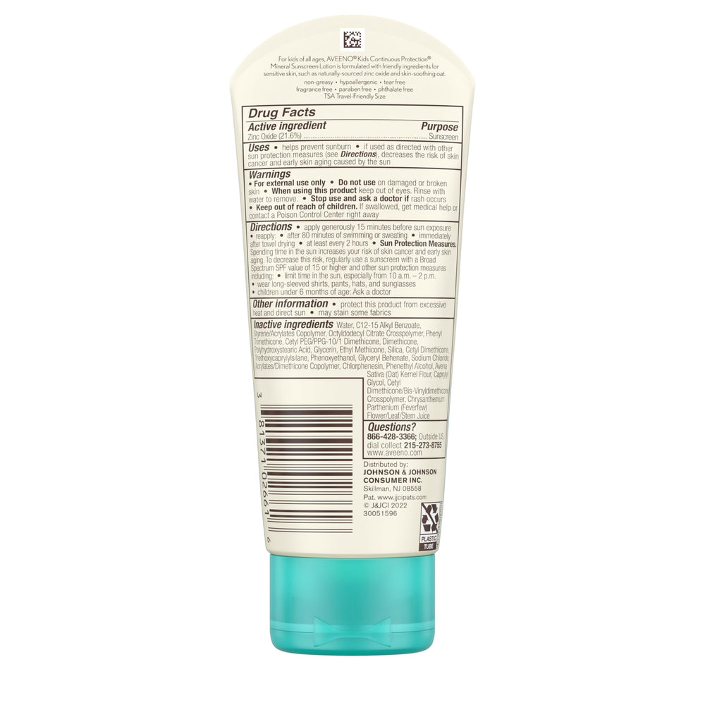 Aveeno Kids travel-size 3 oz bottle, ideal for trips