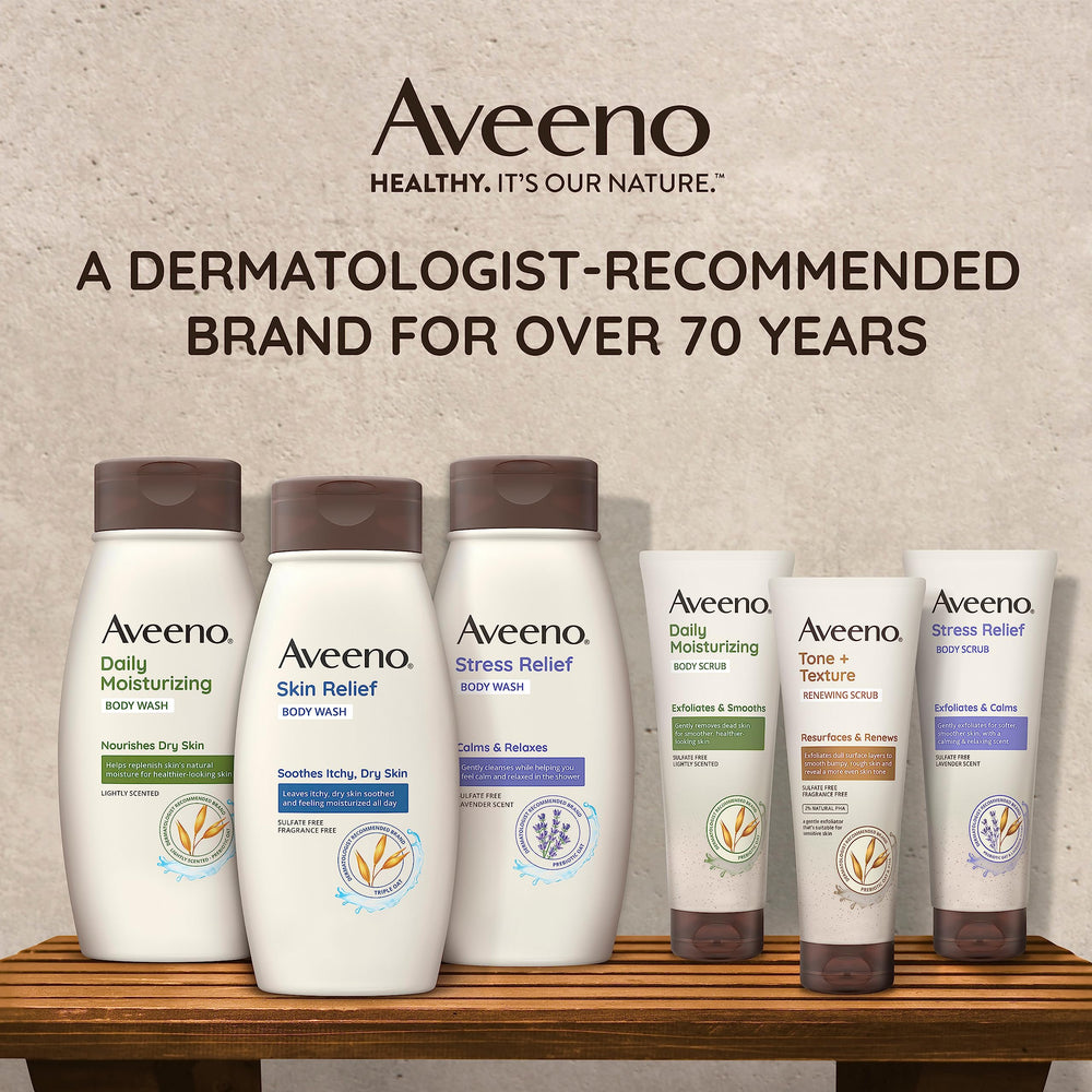 Aveeno morning shower routine setup showing convenient use at home