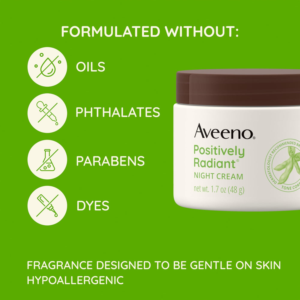 Aveeno night cream applied to face shows even, smooth spread