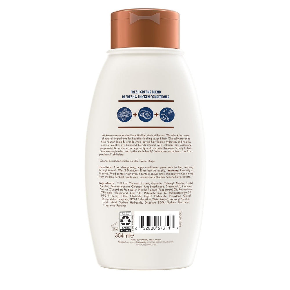 Aveeno no-sulfates-parabens-dyes label shot communicating clean formula.