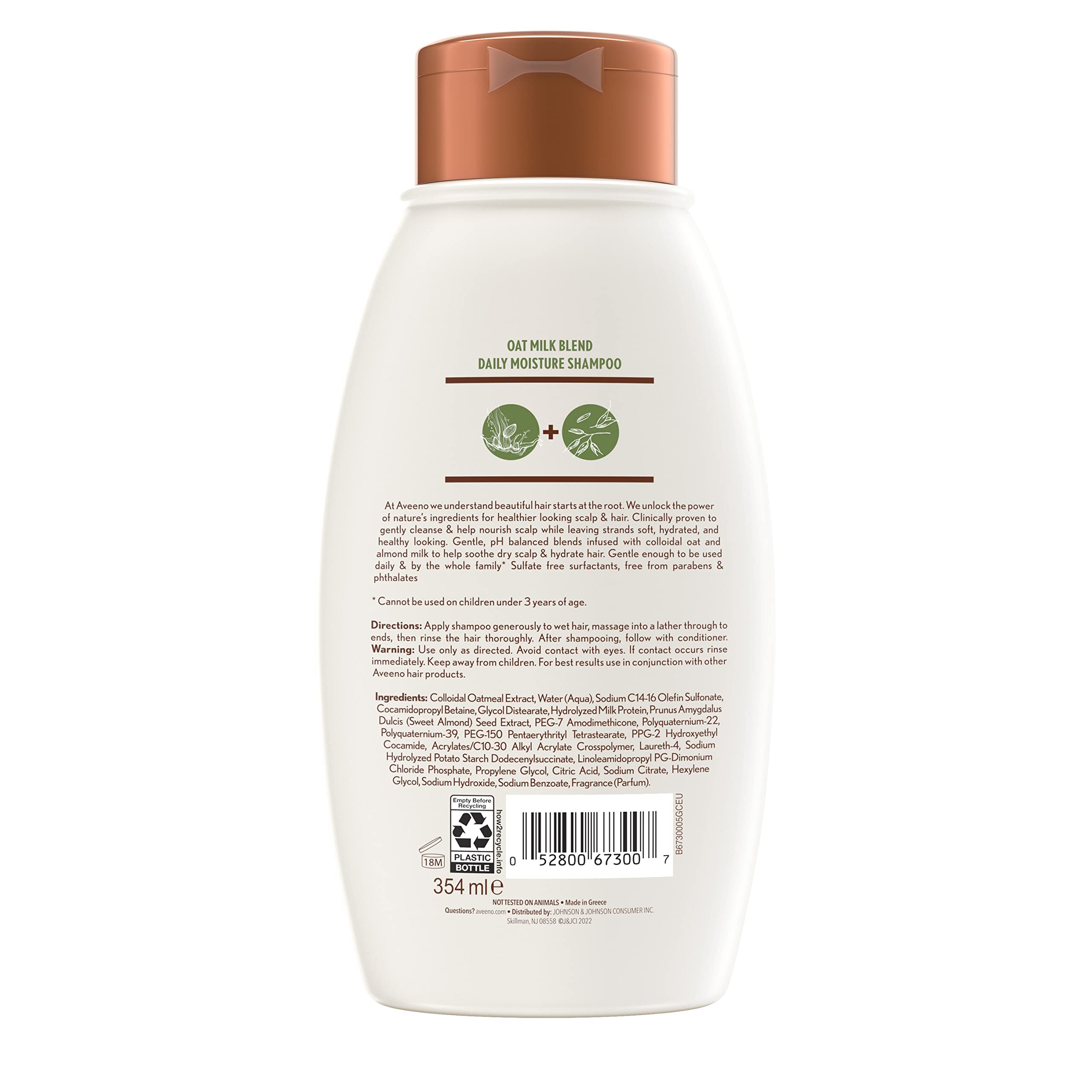 Creamy Aveeno lather demonstrates gentle cleansing for dry hair.