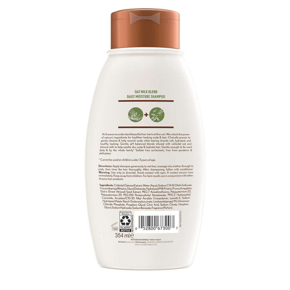 Creamy Aveeno lather demonstrates gentle cleansing for dry hair.