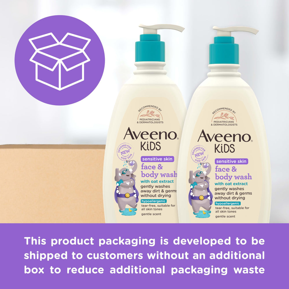 Pediatrician- and dermatologist-recommended Aveeno Kids care.