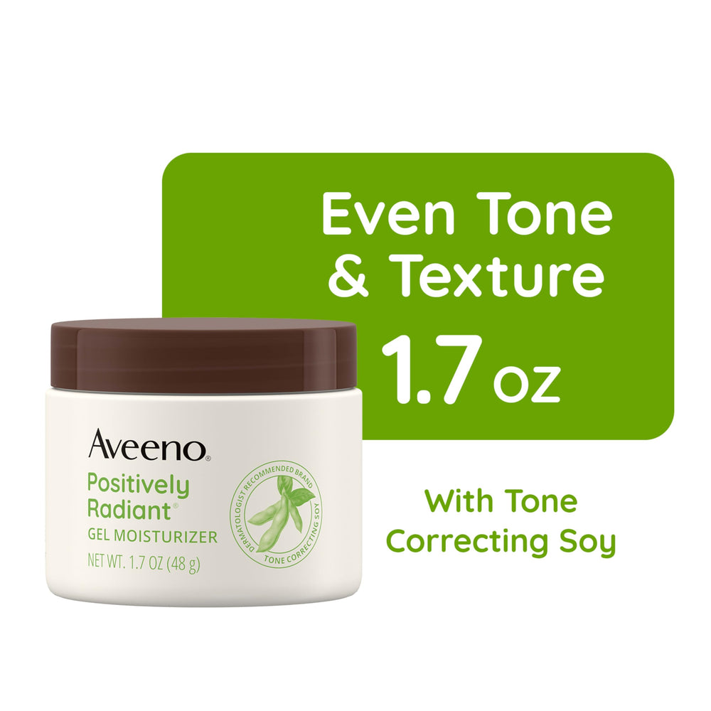 Aveeno Positively Radiant hypoallergenic packaging hints at sensitive-skin comfort.