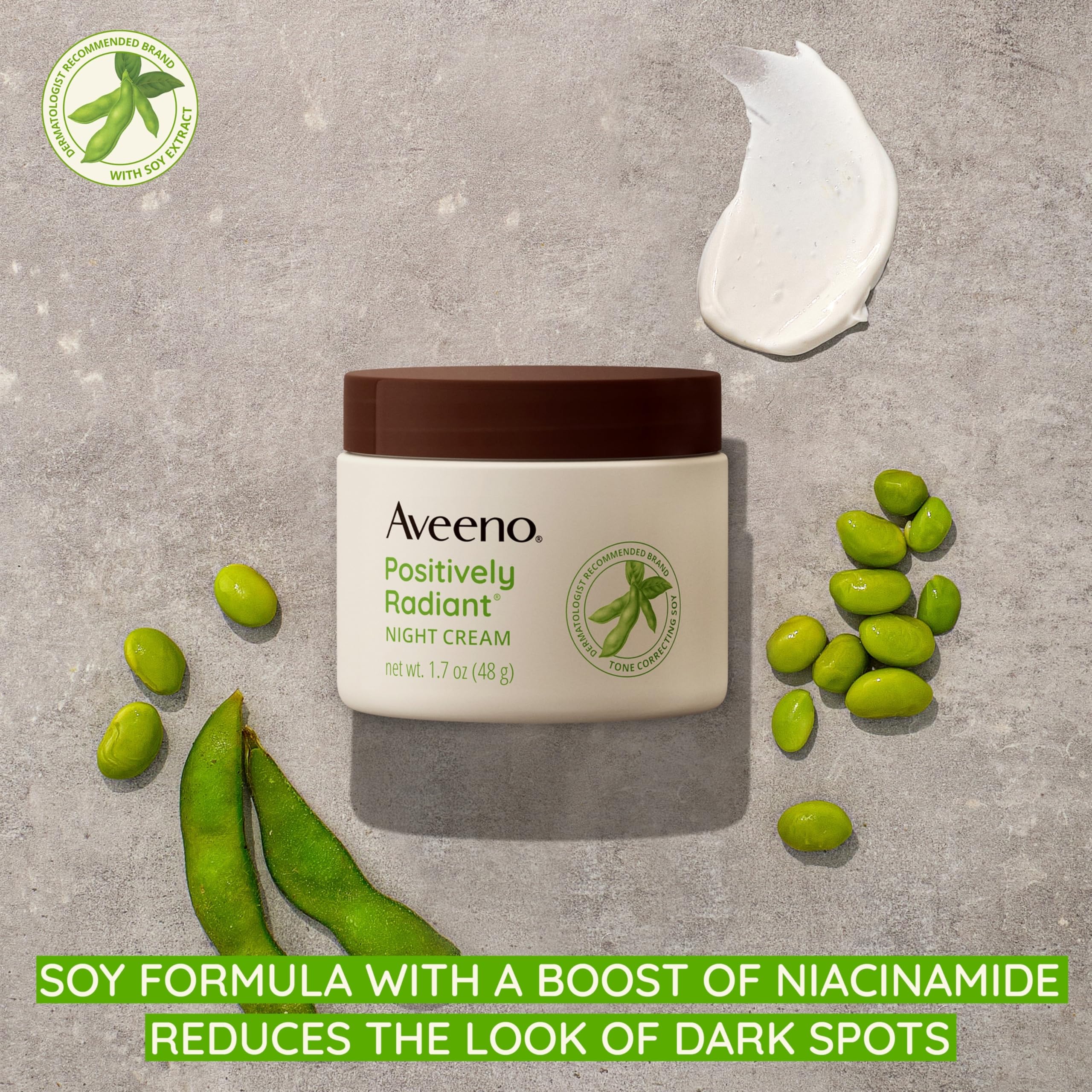 Aveeno night cream label closeup highlights gentle fragrance