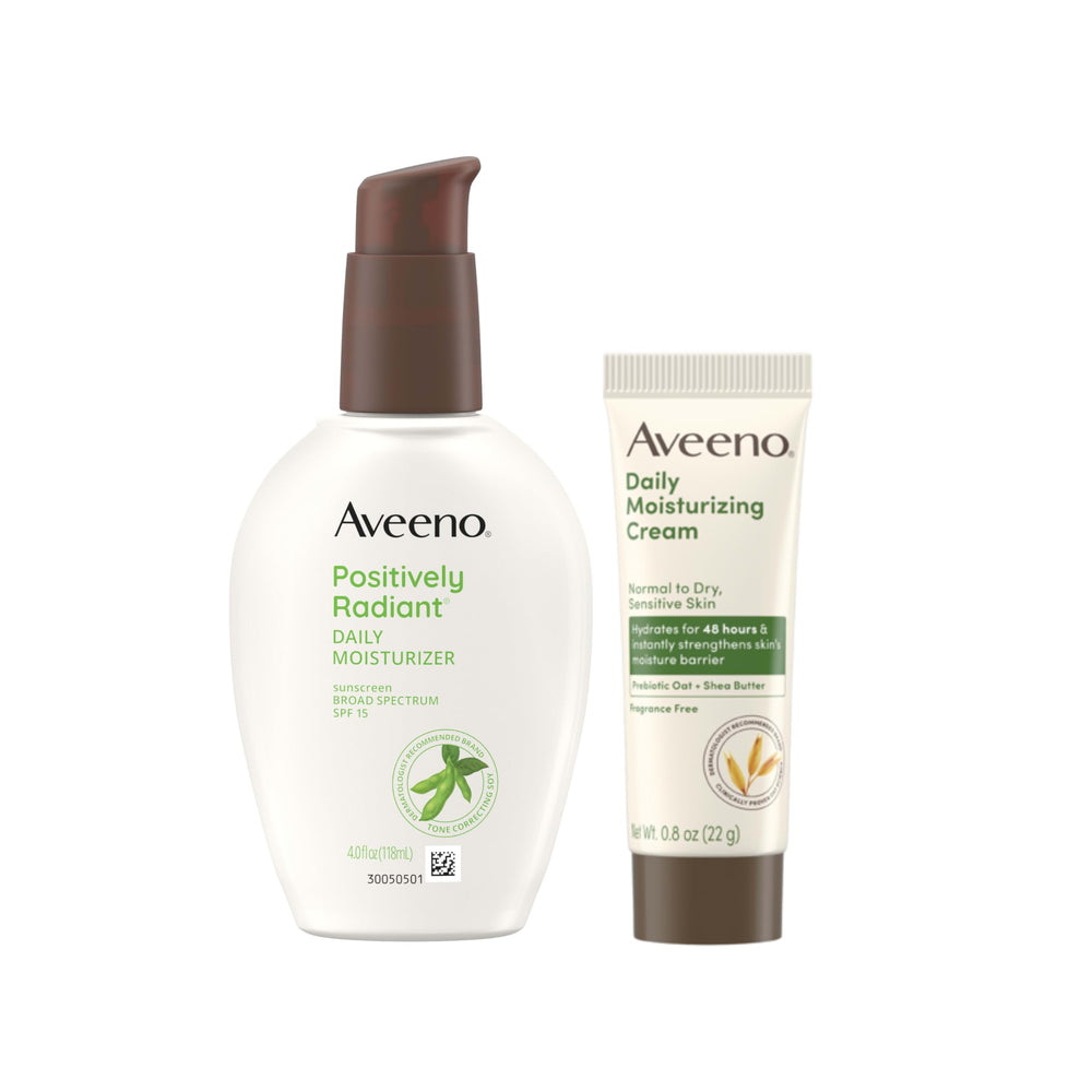 Aveeno Positively Radiant SPF15 face moisturizer texture and tone correction.