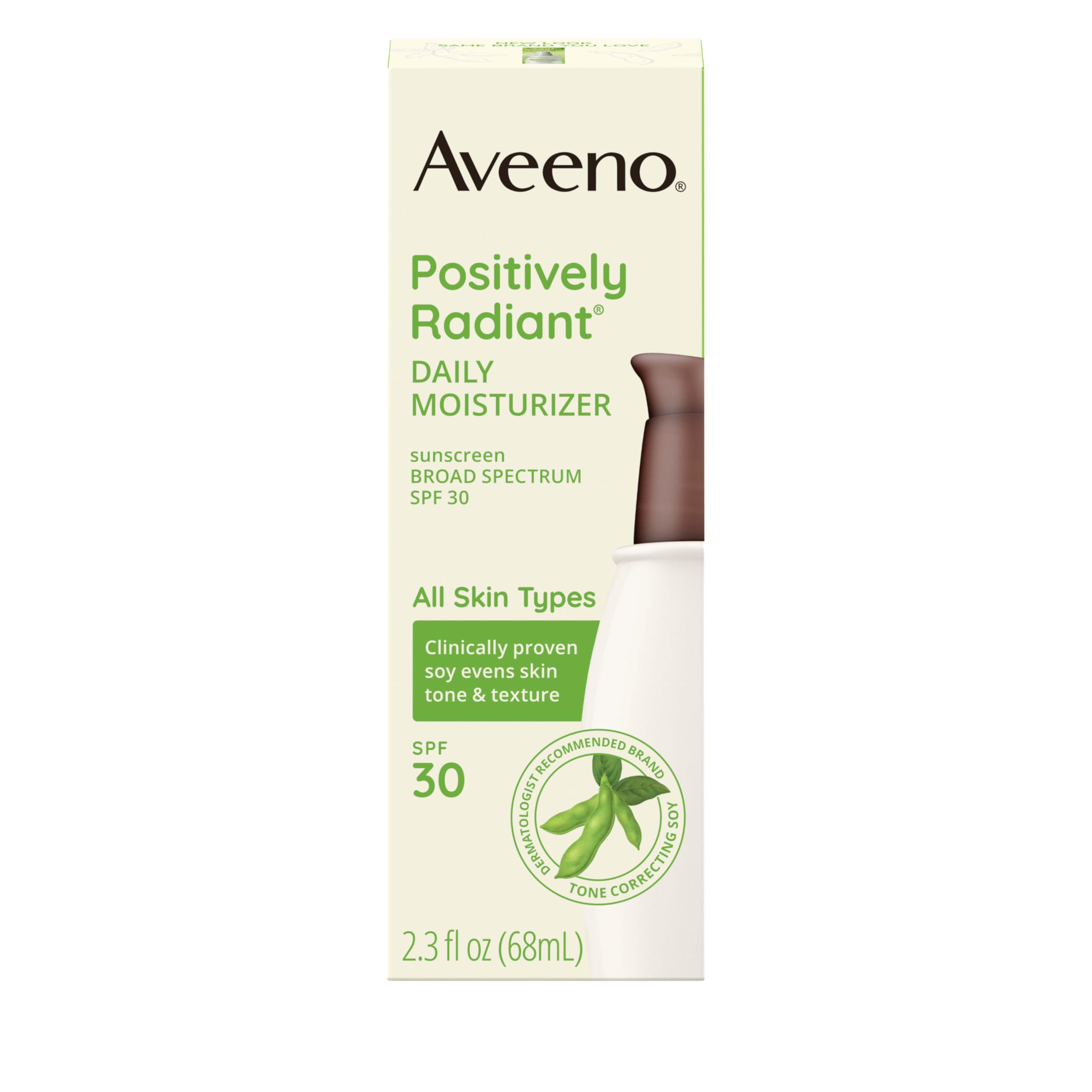 Aveeno Positively Radiant SPF 30 under makeup-ready finish