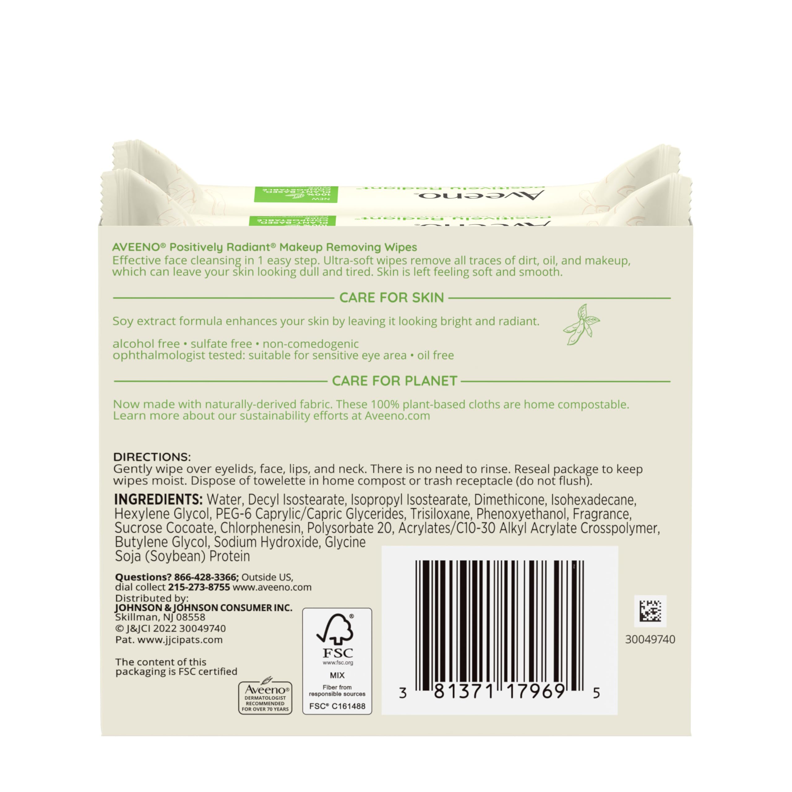 Aveeno Positively Radiant wipes daily-use twin-pack ready for travel.