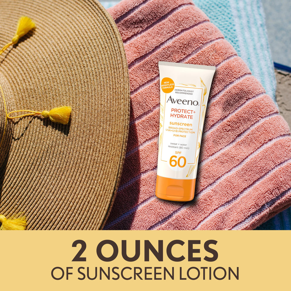 Aveeno Protect + Hydrate SPF 60 demonstrating 80-minute water resistance.