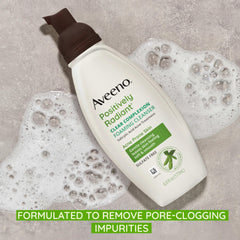 Aveeno salicylic acid 0.5% label closeup indicating acne treatment support.