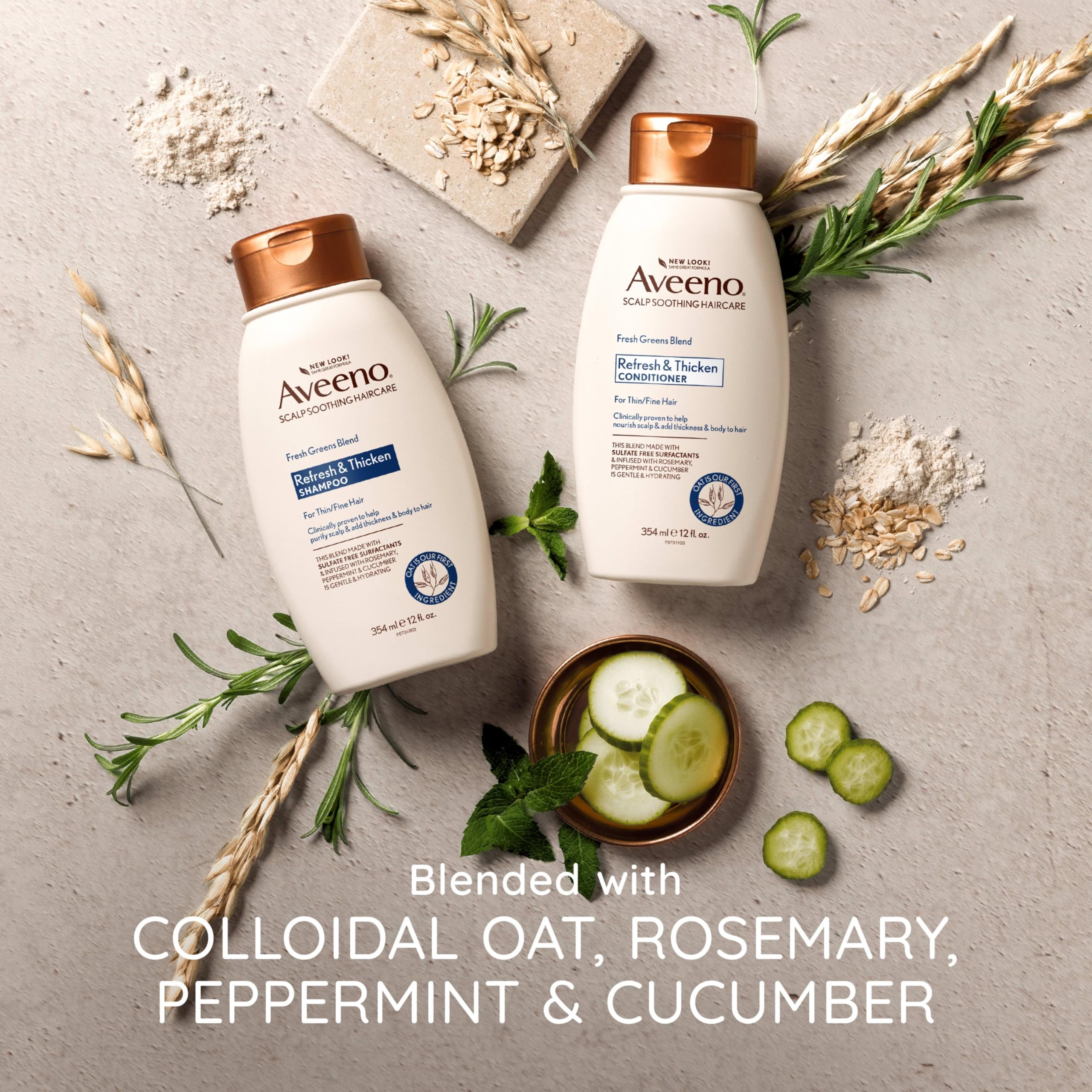 Aveeno scalp-care application in hands for a soothing routine.
