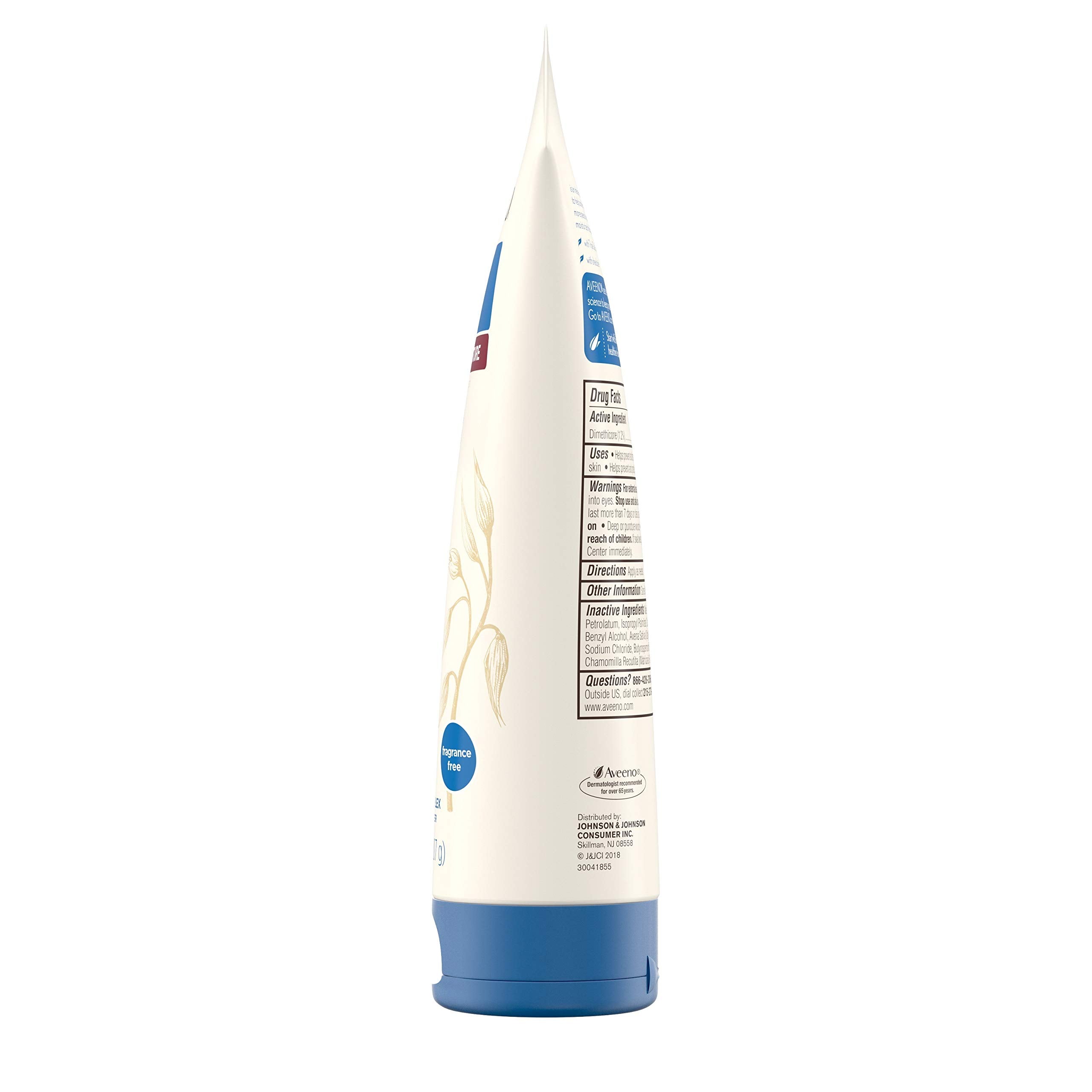 Aveeno Skin Relief Overnight Moisture Cream on skin illustrating 24-hour hydration.
